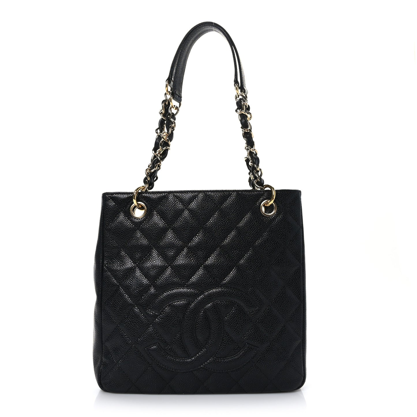 Caviar Quilted Petit Shopping Tote PST Black