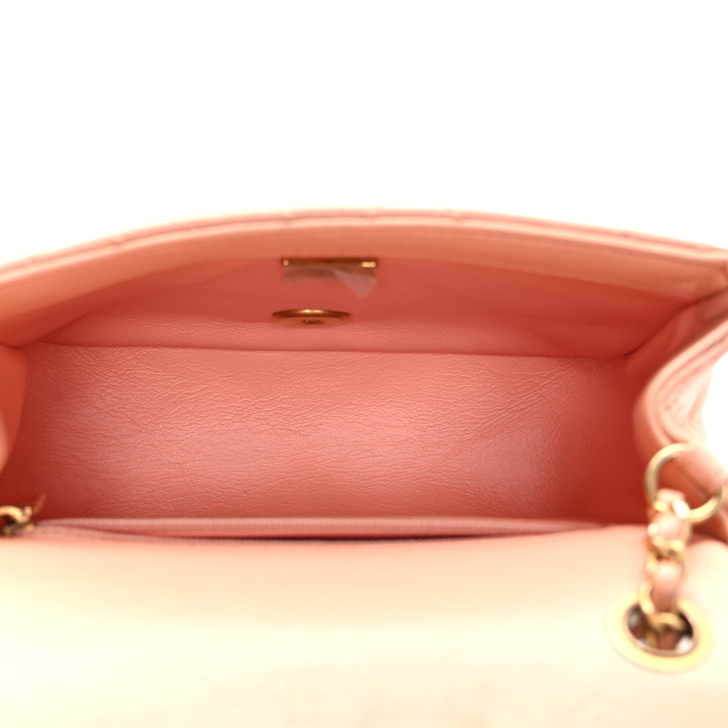 Lambskin Quilted Mini Pearl Crush Flap Light Orange