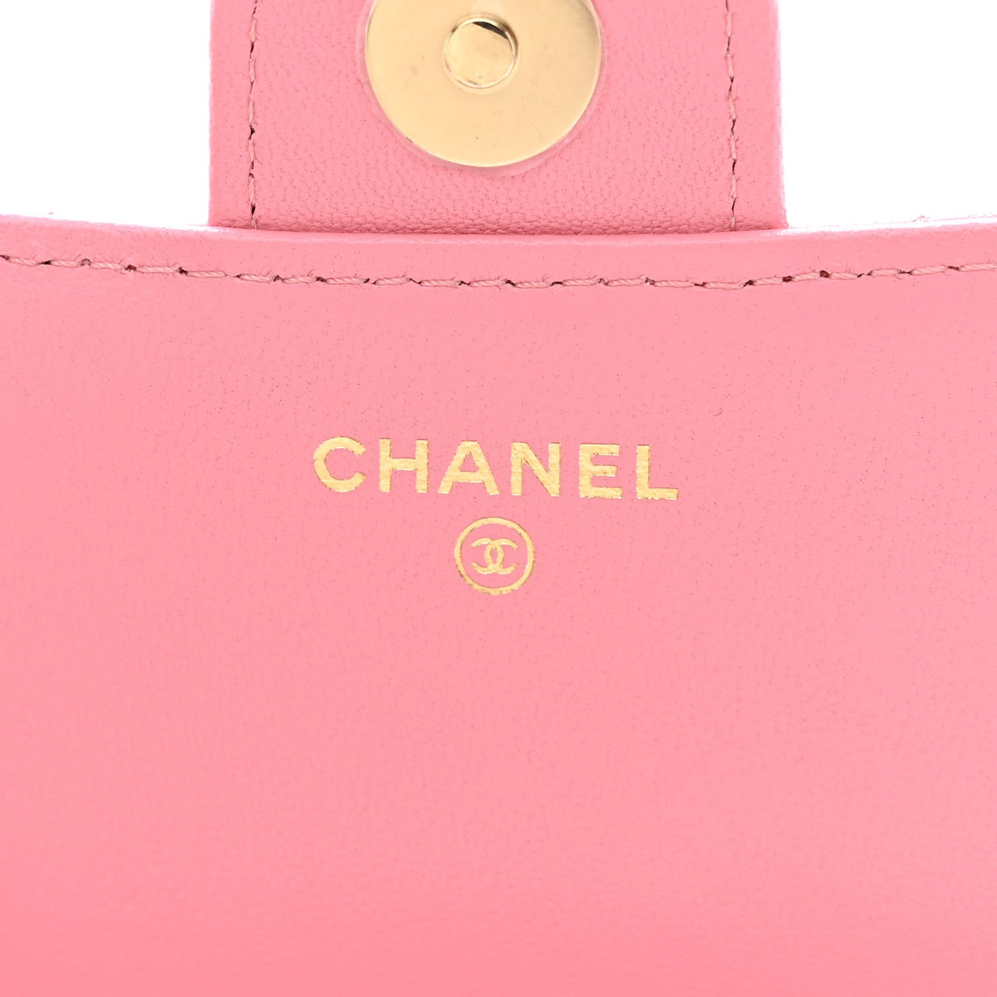 Lambskin Quilted Flap Phone Holder With Chain Pink