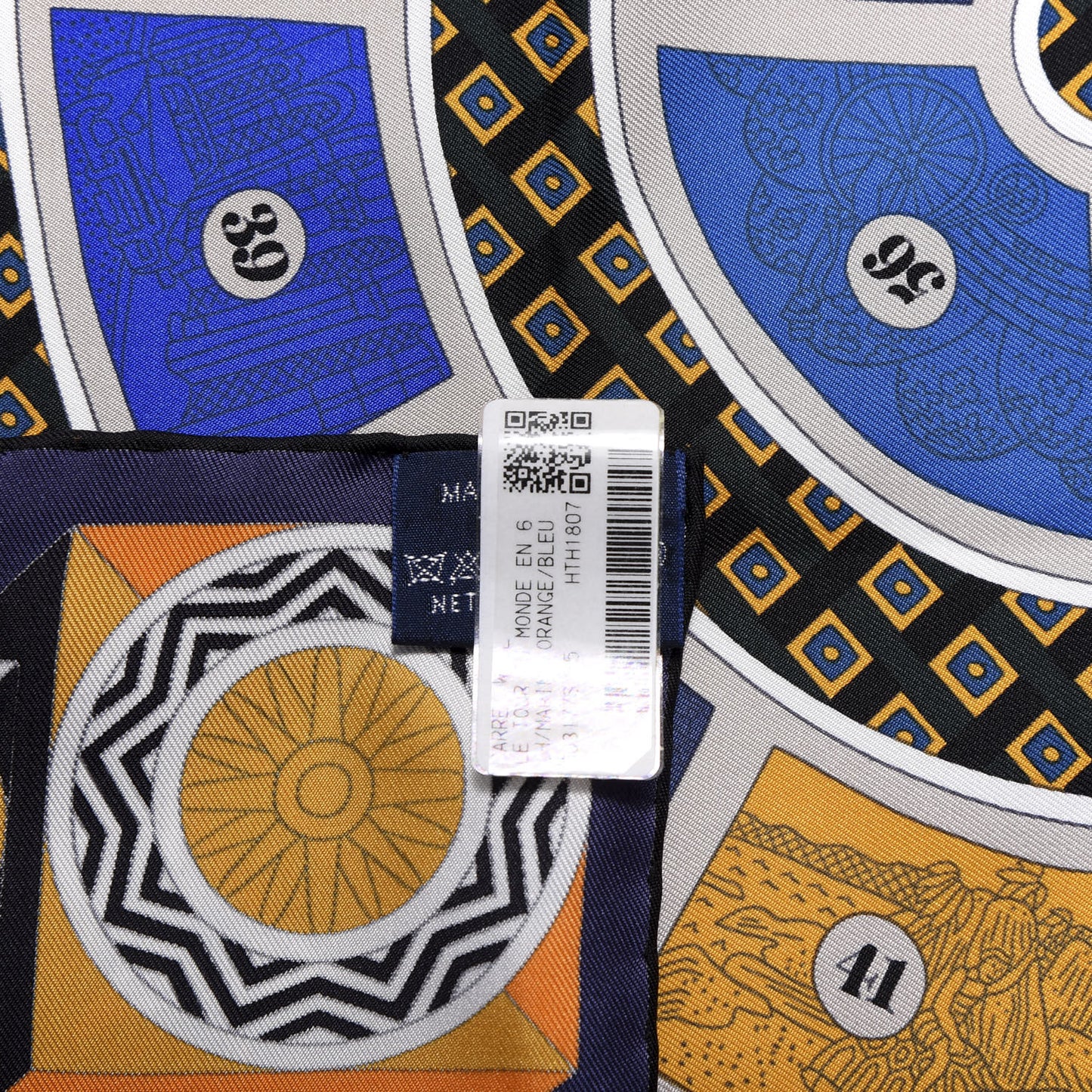 Silk Le Tour Du Monde En 63 Cases Scarf 90 Marine Orange Bleu