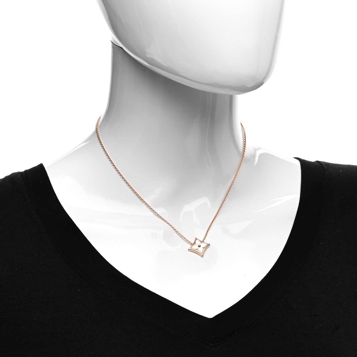 Louis Vuitton 18K Pink Gold Mother of Pearl Color Blossom Star Pendant Necklace 2 of 5