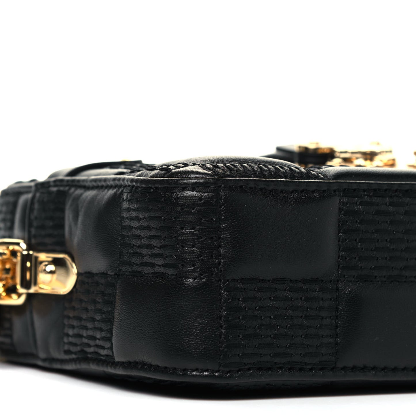 Lambskin Damier Quilt Troca PM Black