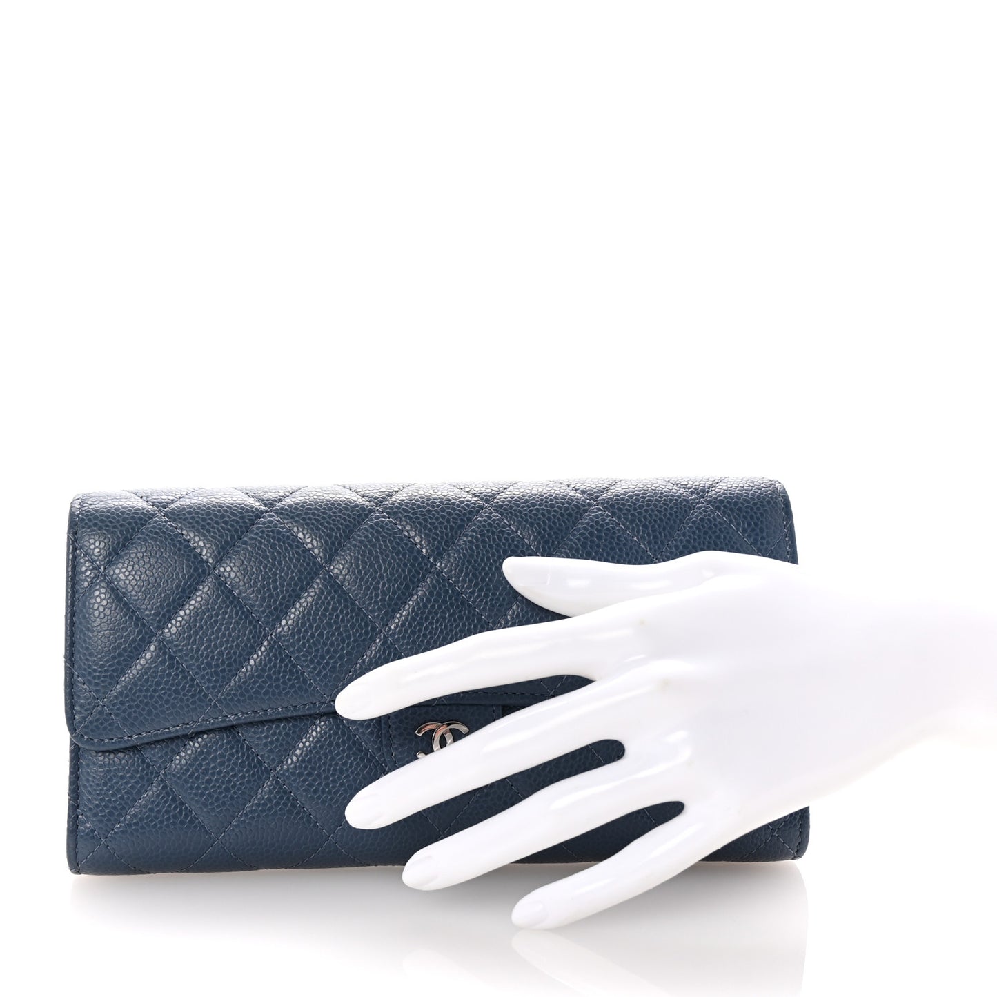 Caviar Quilted Travel Wallet Blue