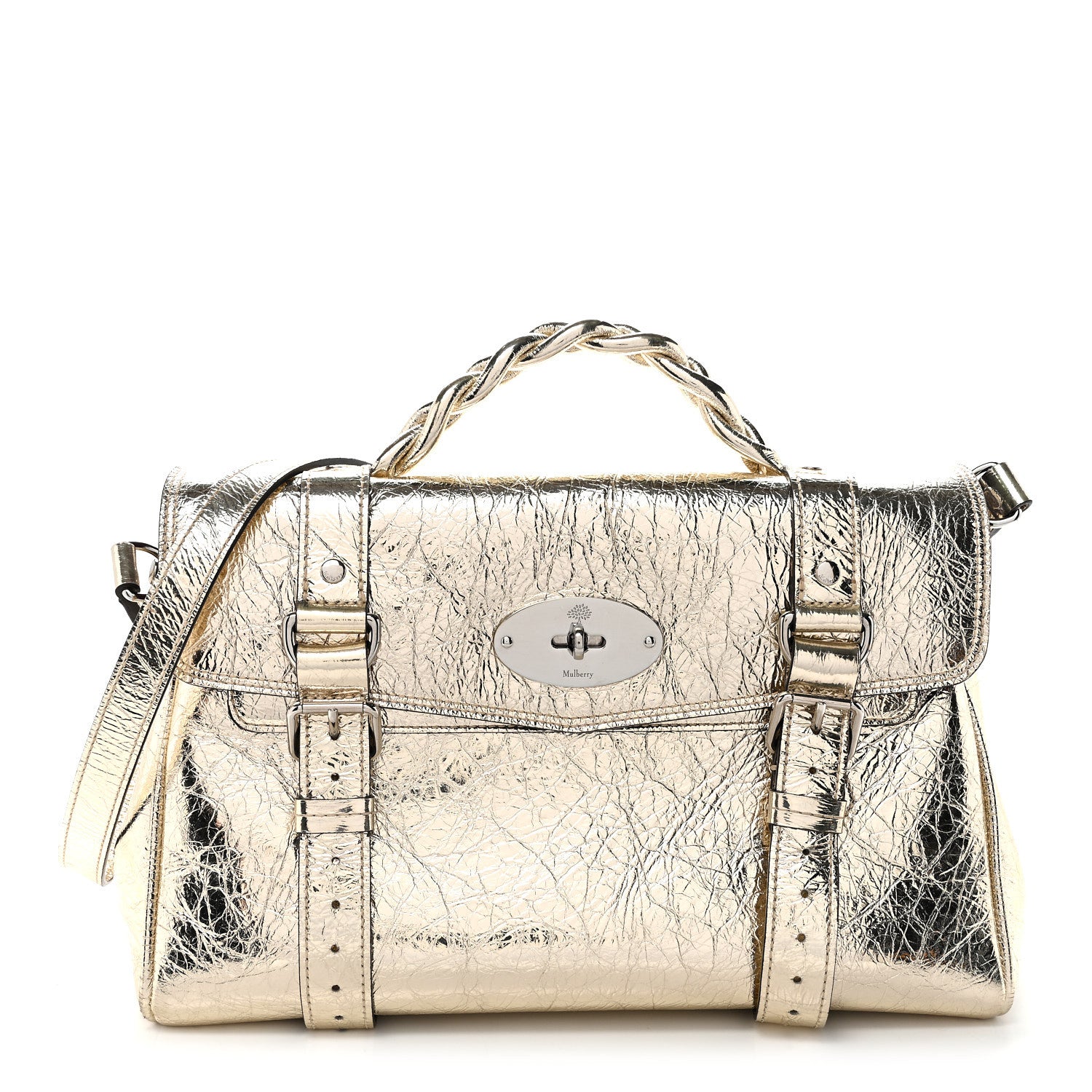 Mulberry Metallic Crinkled Calfskin Medium Alexa Gold 1878076