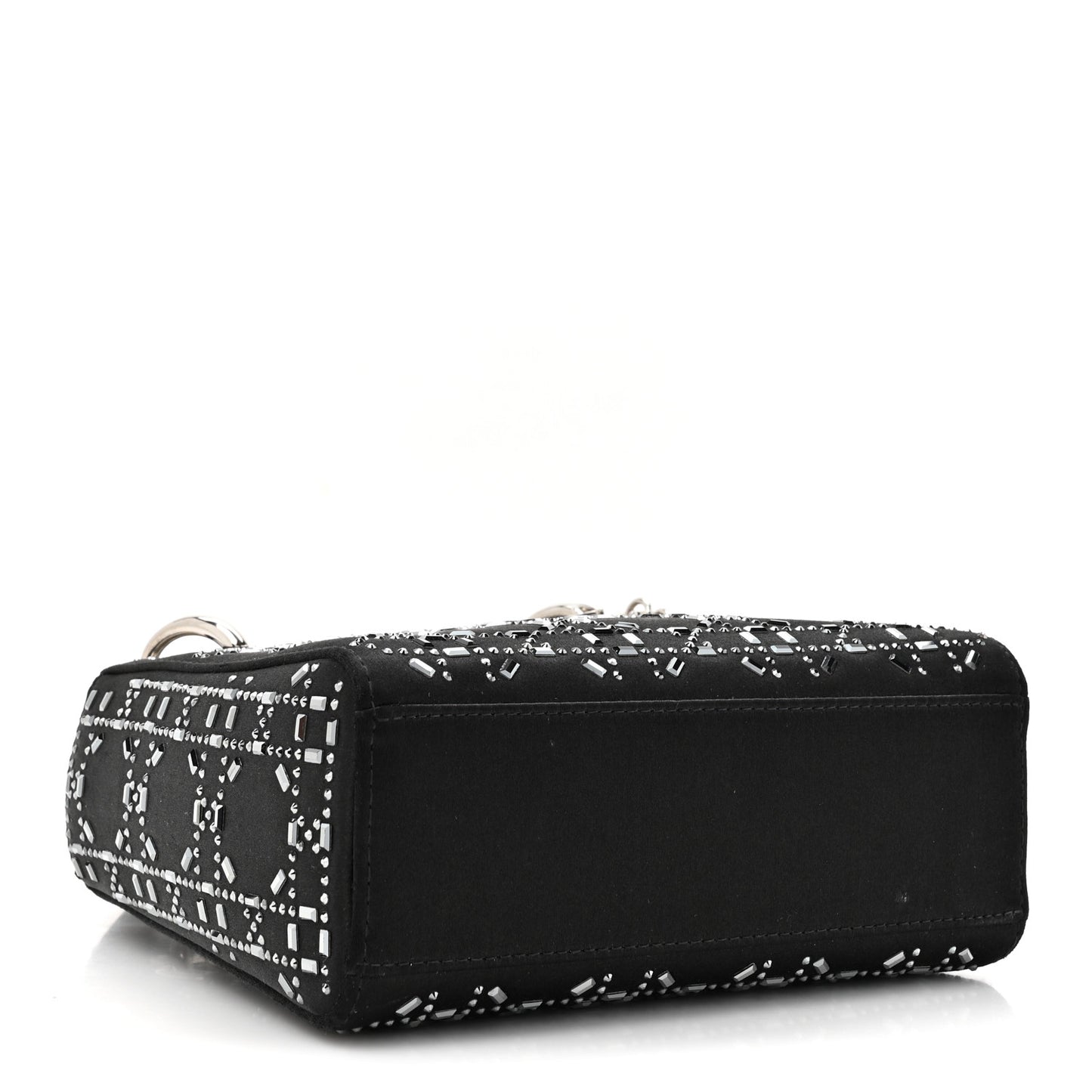 Satin Crystal Cannage Mini Lady Dior Black