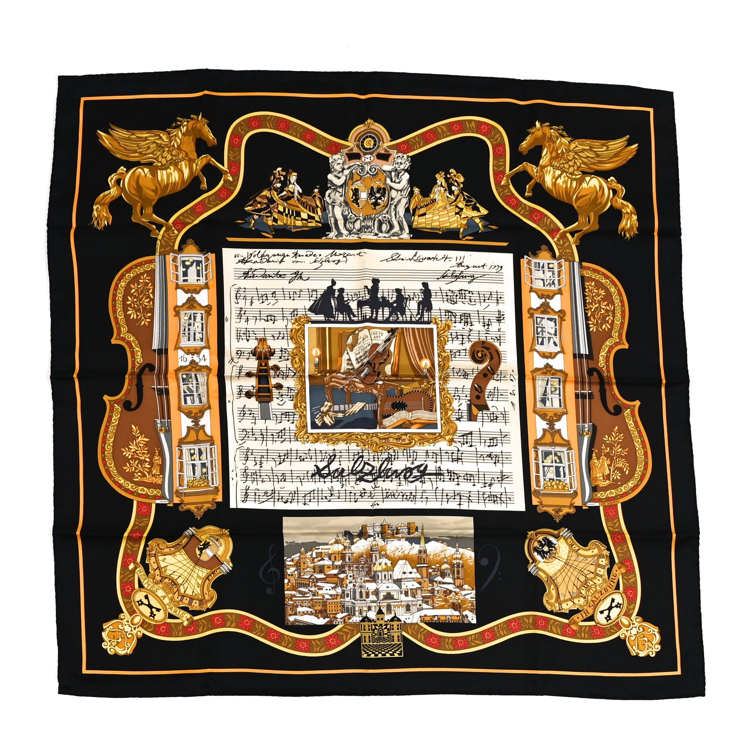 ◇エルメス◇スカーフ/IN SALZBURG/ザルツブルグにて/シルク/バンダナ Hermes Silk Salzburg Scarf 90 1847598 – FASHIONPHILE