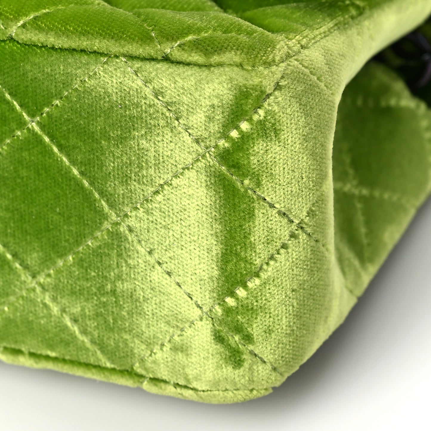 Velvet Quilted Mini Rectangular Flap Green