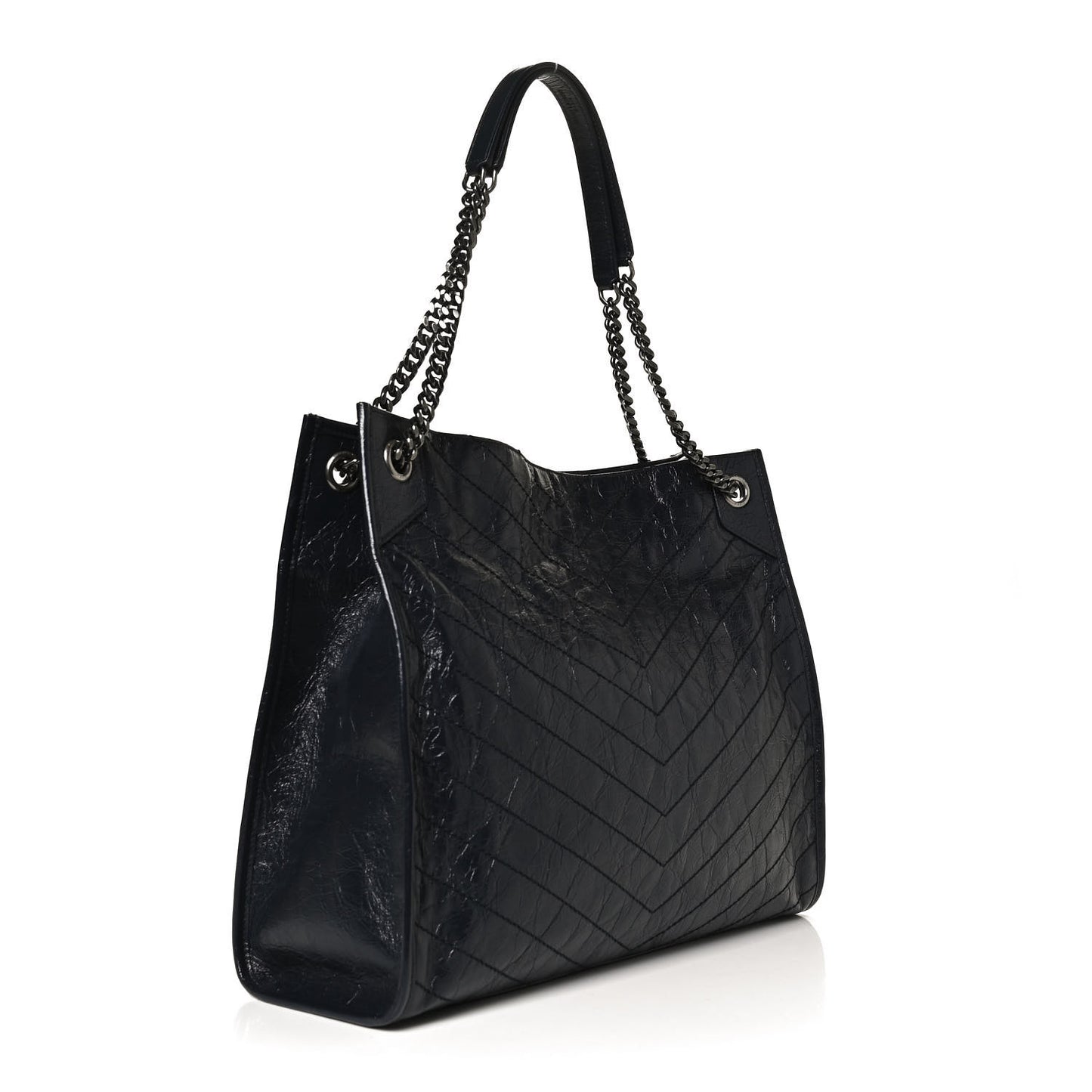 Crinkled Calfskin Matelasse Monogram Niki Shoulder Bag Deep Marine