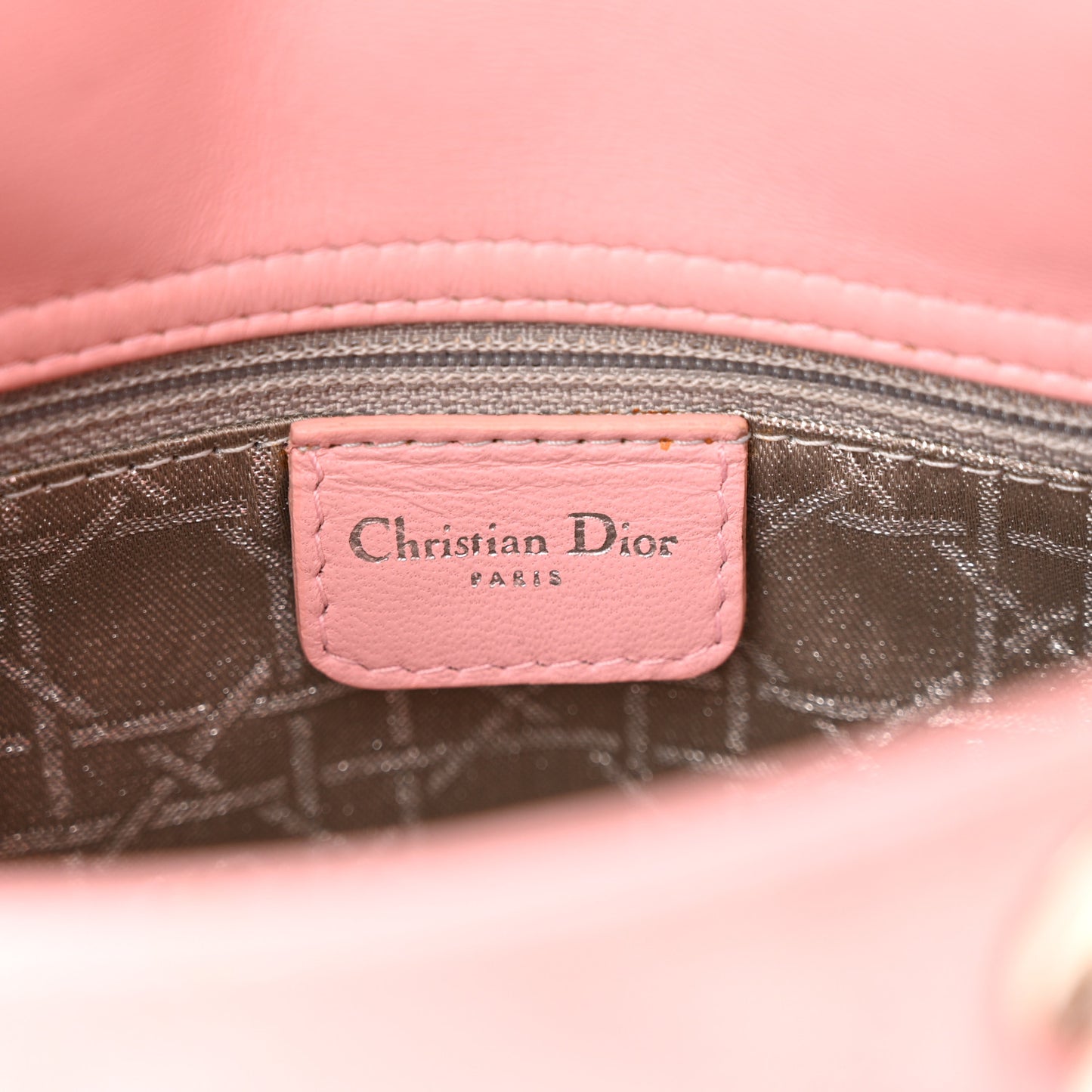 CHRISTIAN DIOR Lambskin Cannage Mini Lady Dior Light Pink
