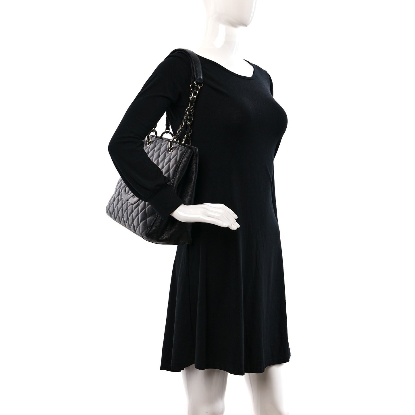 Caviar Quilted Grand Shopping Tote GST Black