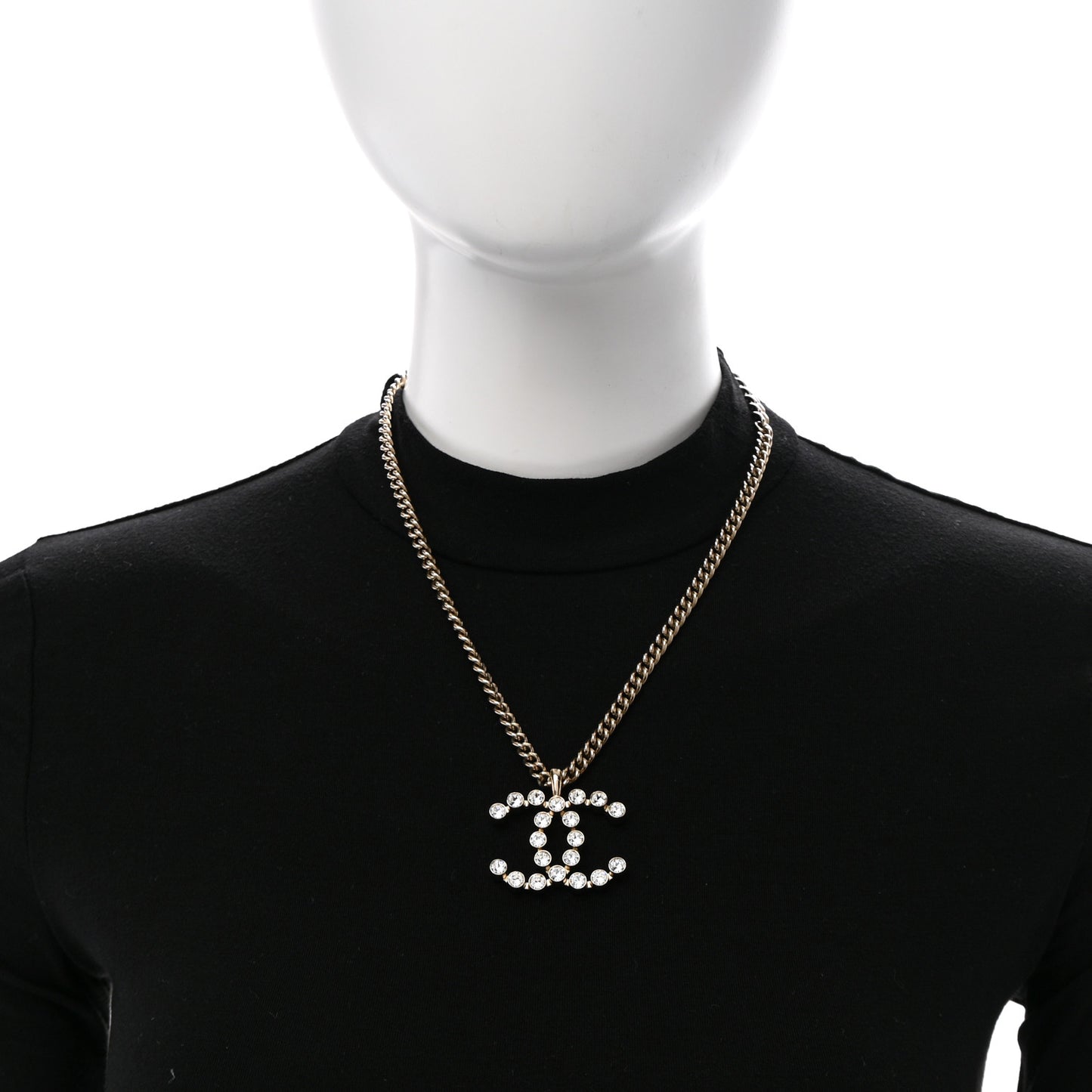 Crystal CC Pendant Necklace Gold