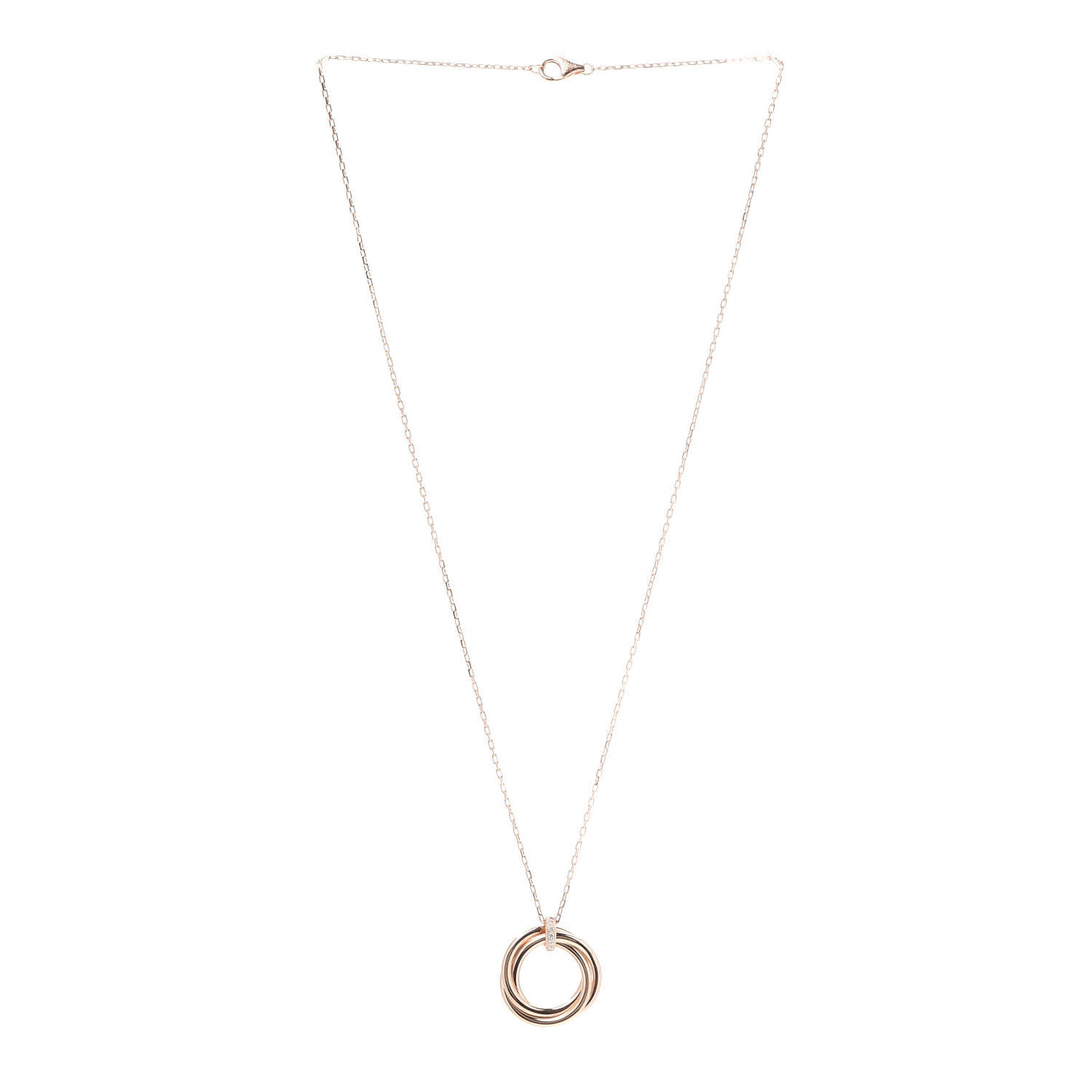 18K Pink Gold Diamond Trinity Pendant Necklace