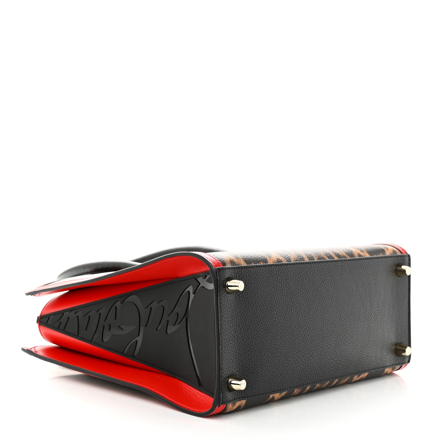Calfskin Leopard Jacquard Spiked Medium Paloma Red Black