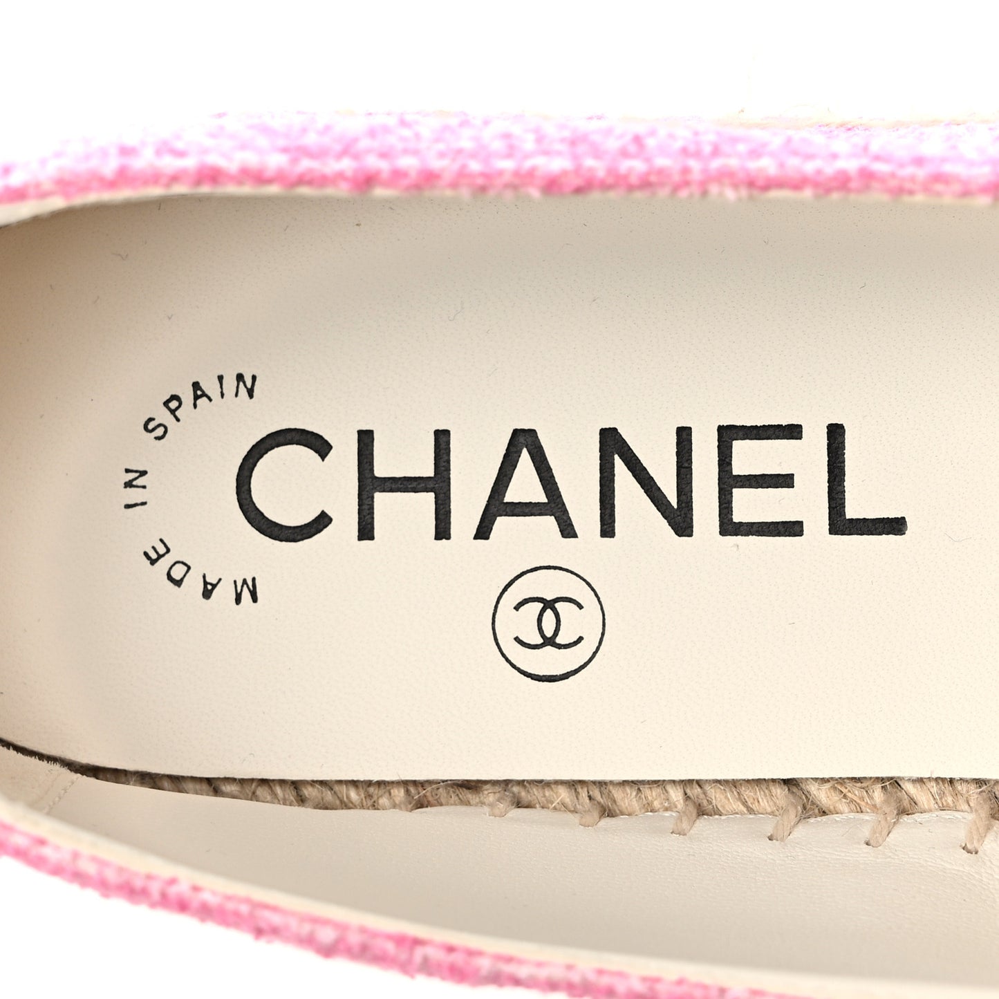 Tweed Grosgrain CC Espadrilles 36 Pink Ivory Gold Black