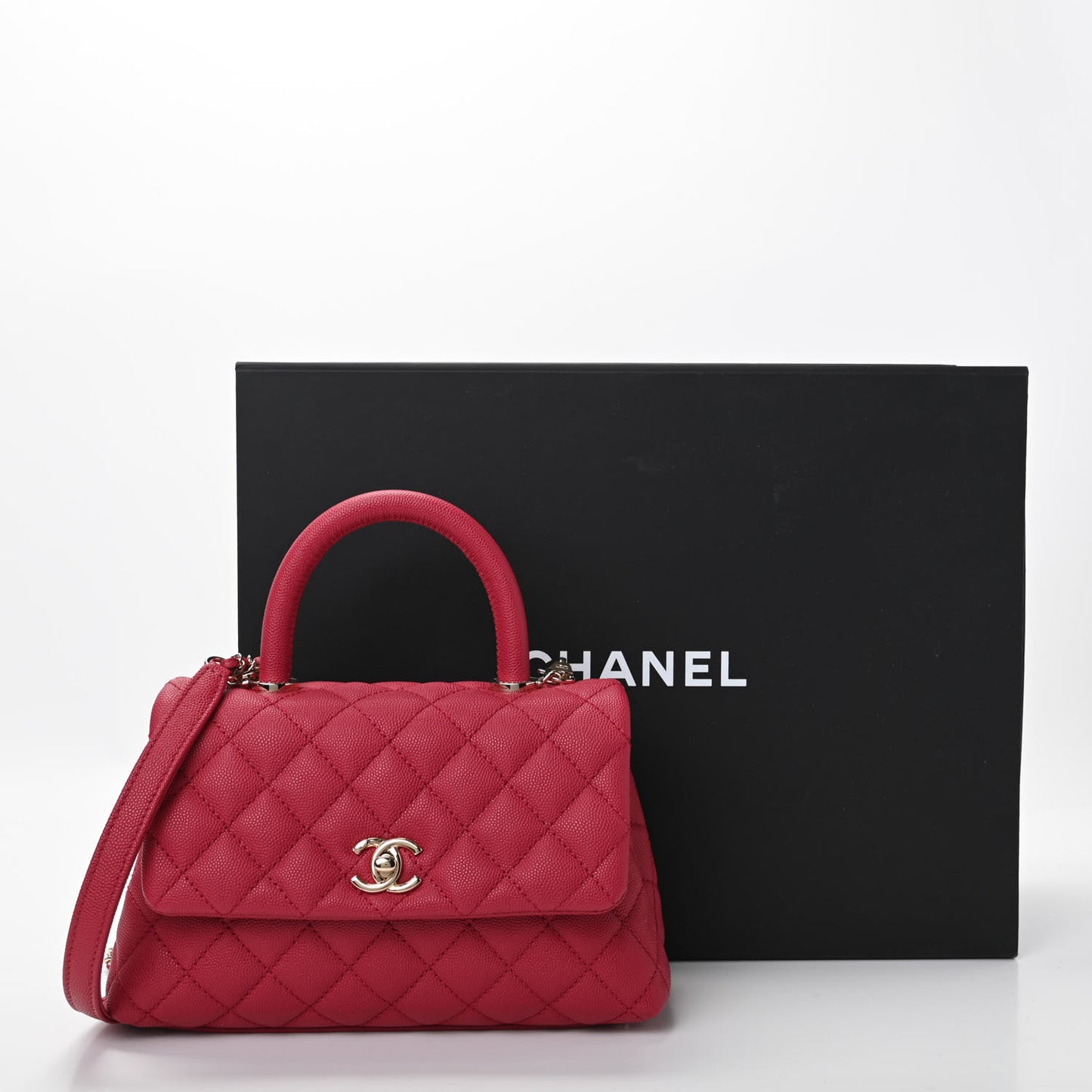 Caviar Quilted Mini Coco Handle Flap Fuchsia