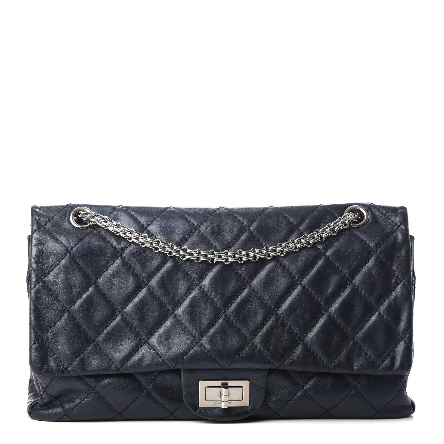 Metallic Aged Calfskin Quilted 2.55 Reissue 227 Flap Blue