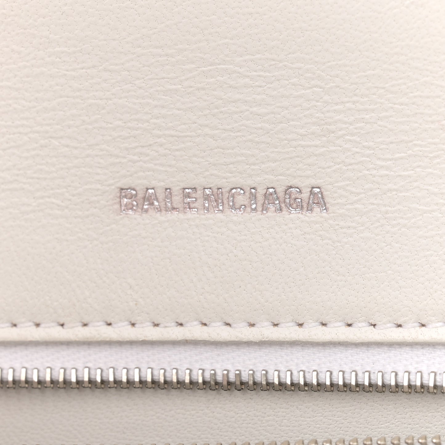 Grained Calfskin Small Hourglass Top Handle Bag White