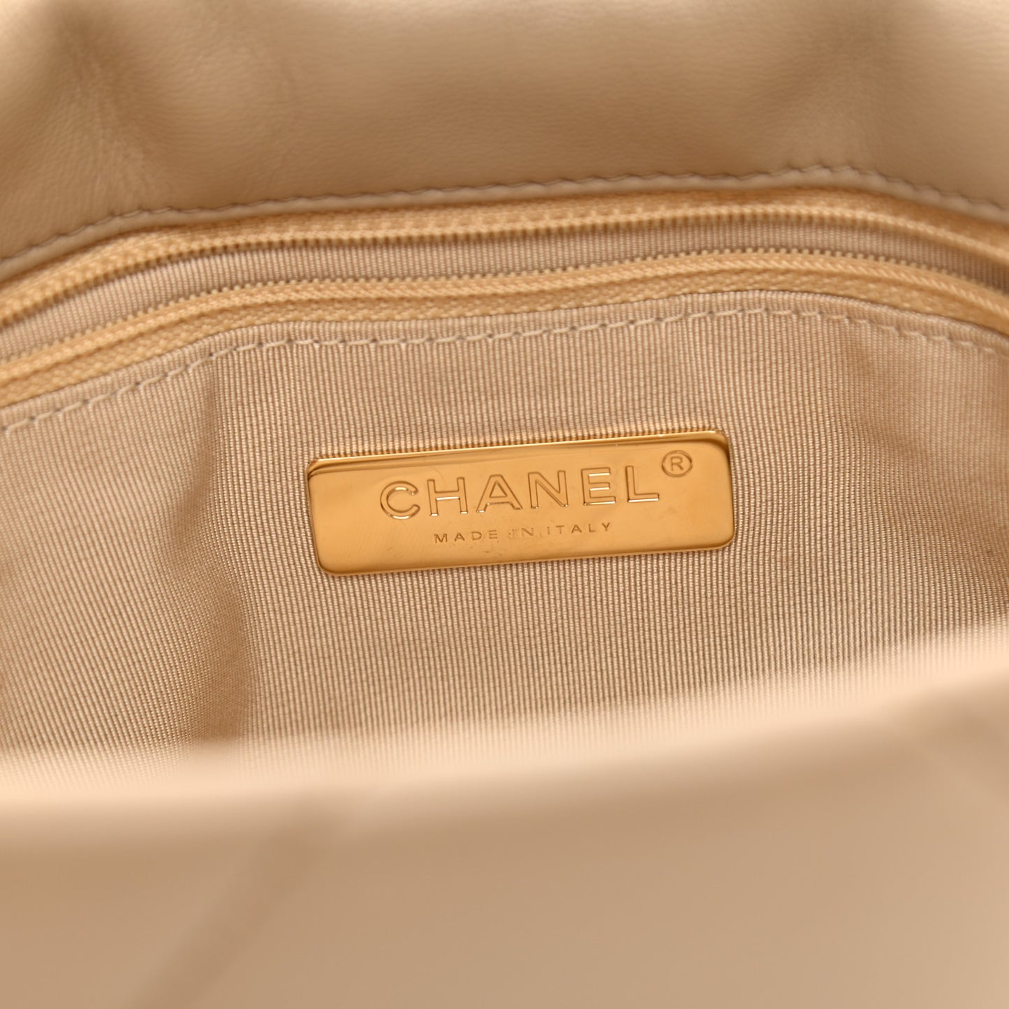 Lambskin Quilted Medium Chanel 19 Flap Dark Beige
