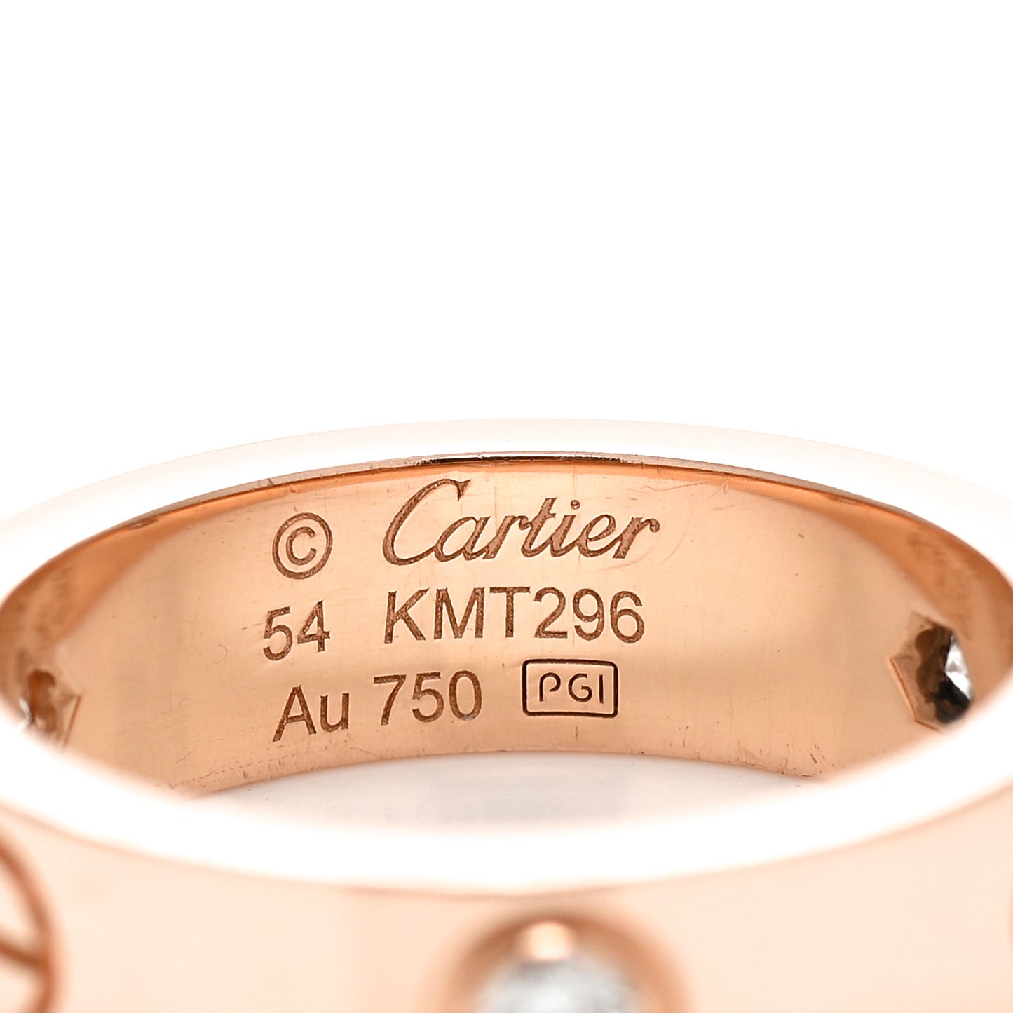 18K Pink Gold 3 Diamond 5.5mm LOVE Ring 54 6.75