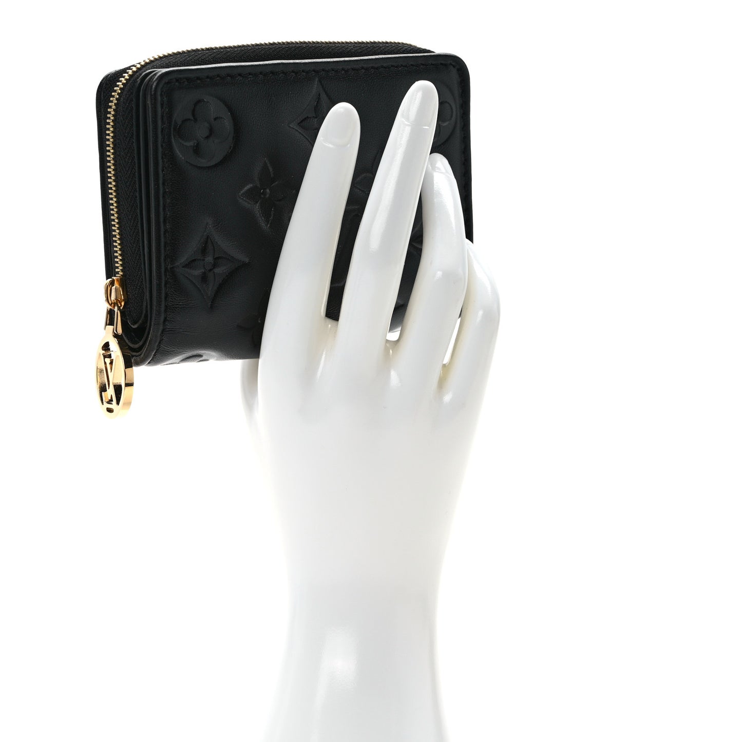 Lambskin Embossed Monogram Lou Coussin Wallet Black