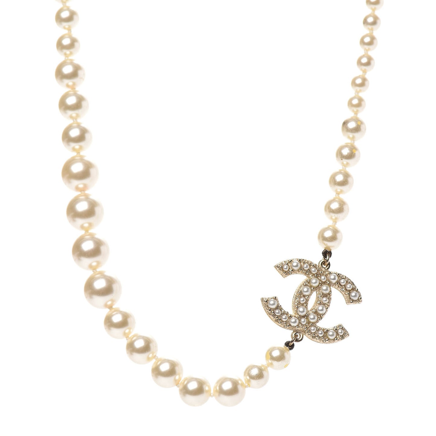 Graduated Pearl CC Short Necklace Gold