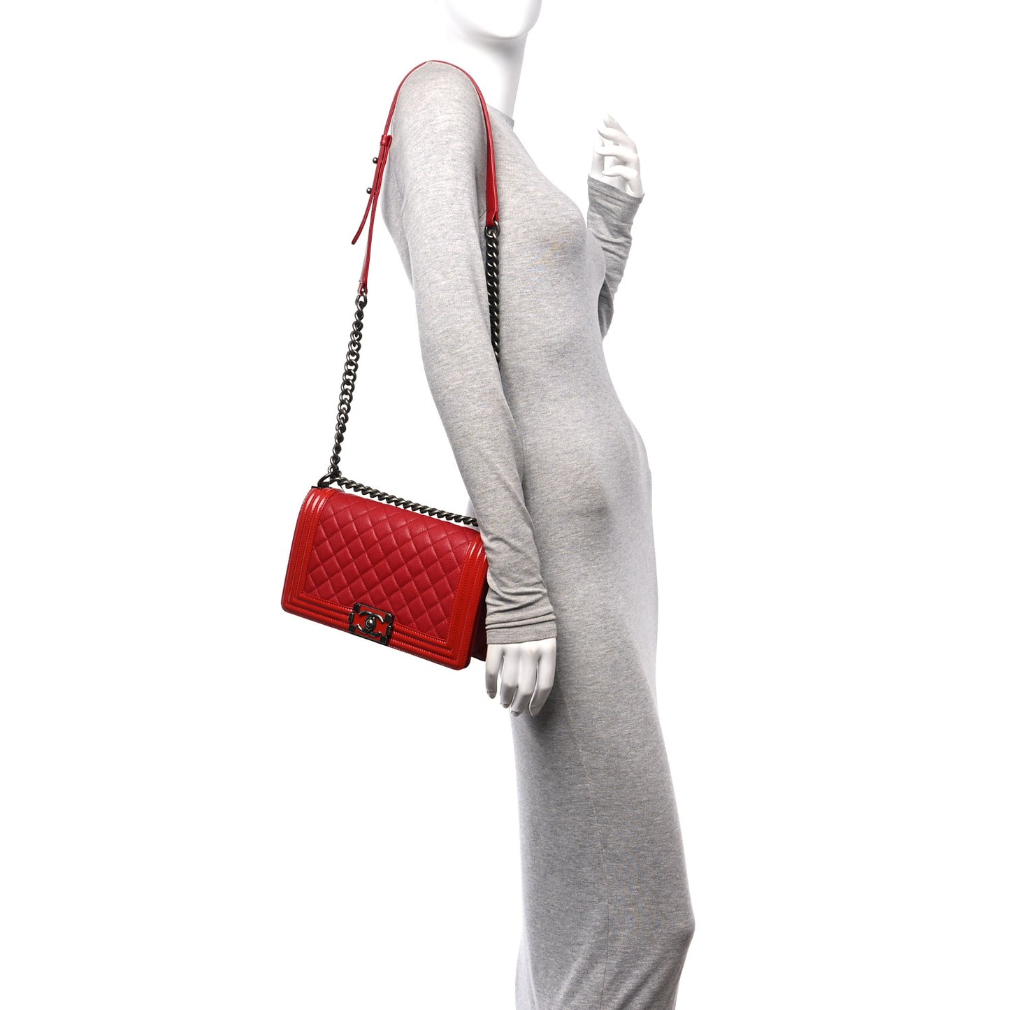 Goatskin Quilted Patent Medium Duo Boy Flap Red