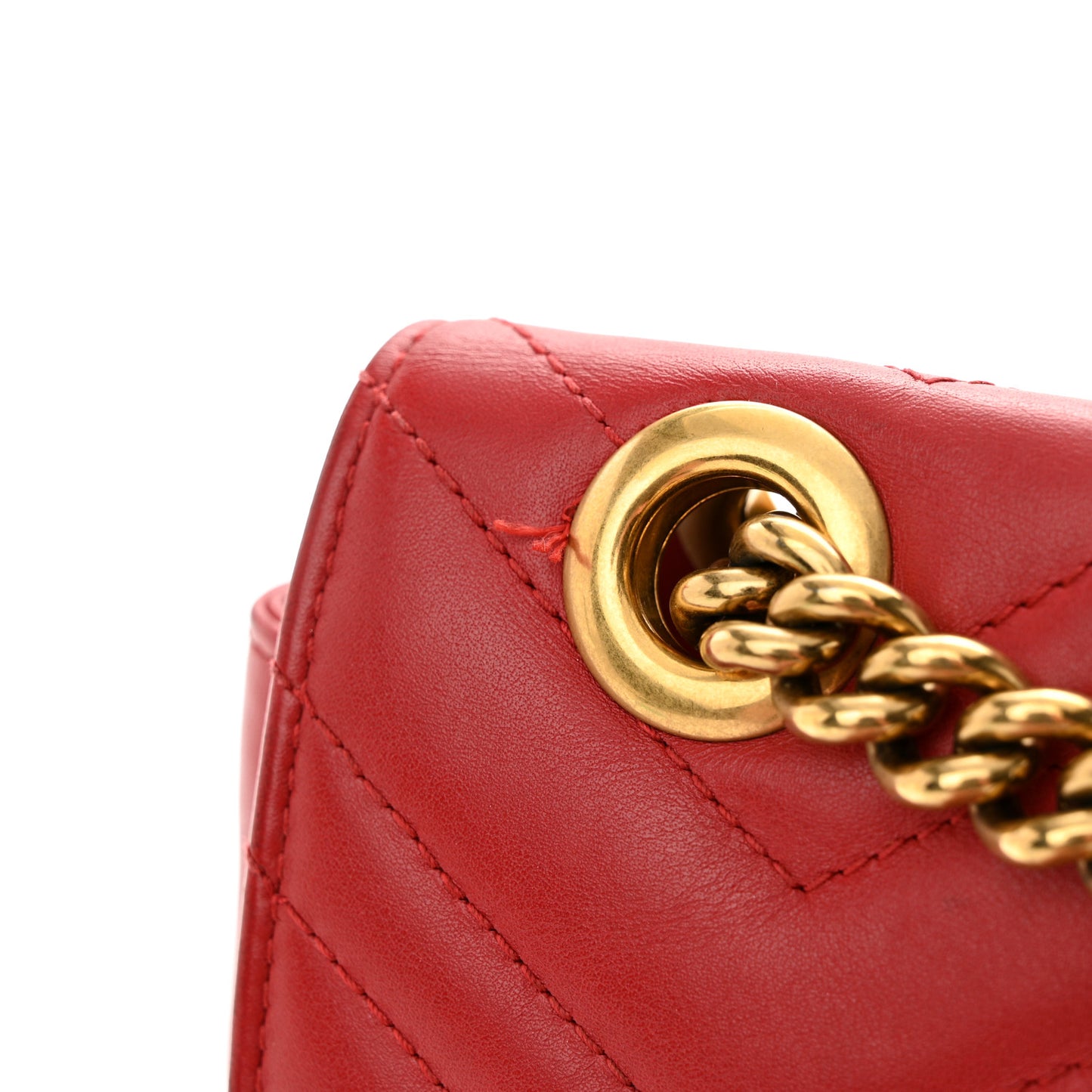 Calfskin Matelasse Mini GG Marmont Shoulder Bag Hibiscus Red