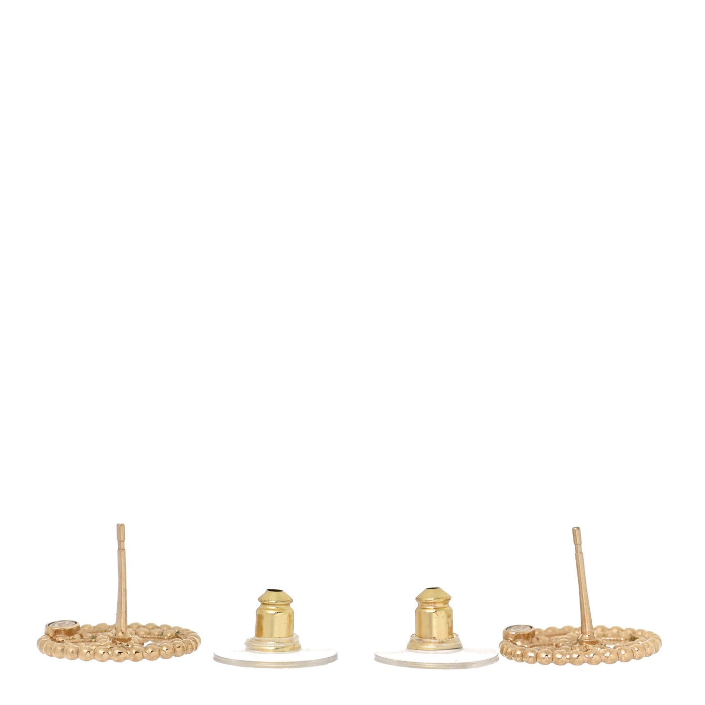 Metal Bead Round CC Stud Earrings Gold