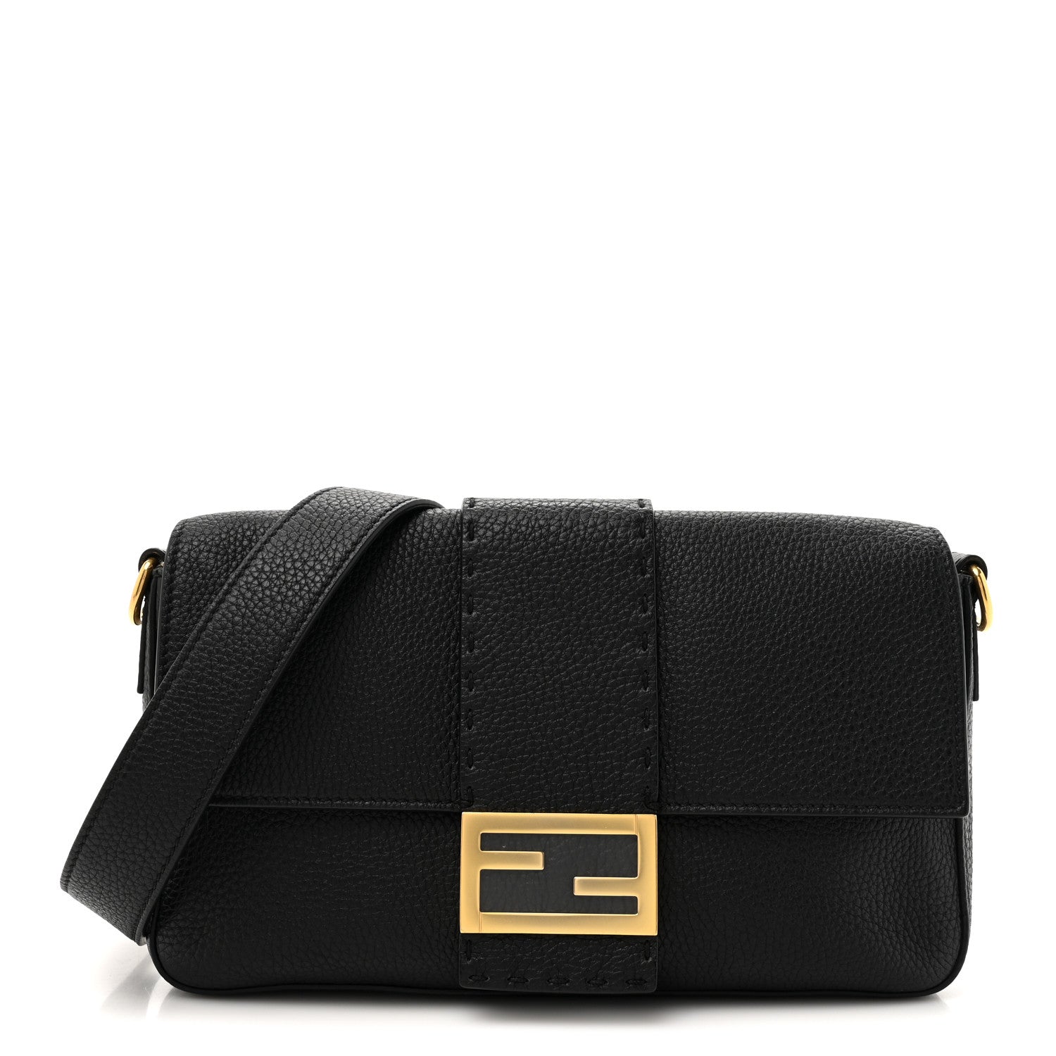 Fendi Baguette black leather belt Fendi Black Leather Multi-Accessory Belt with Gold Hardware 90cm main image 2