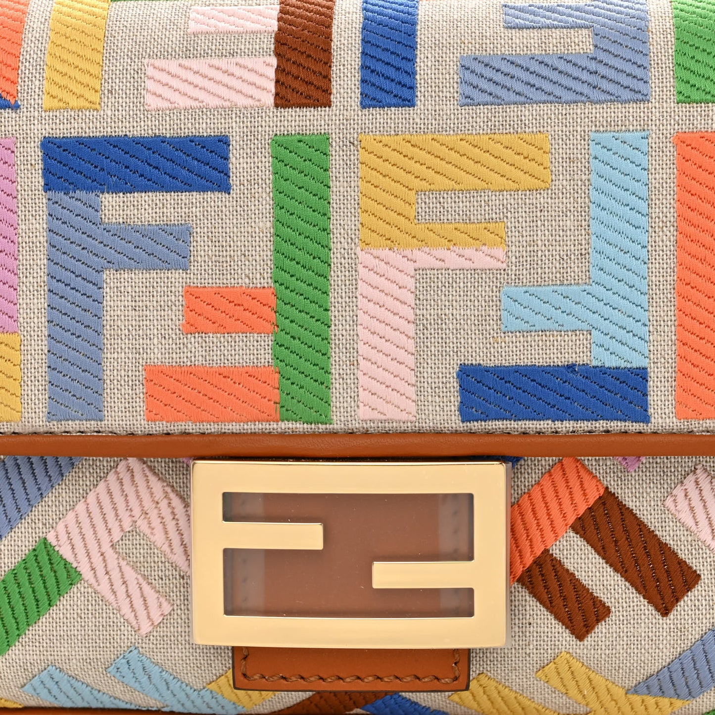 Kuban Canvas Vitello King FF Embroidered Baguette Grezzo Multicolor
