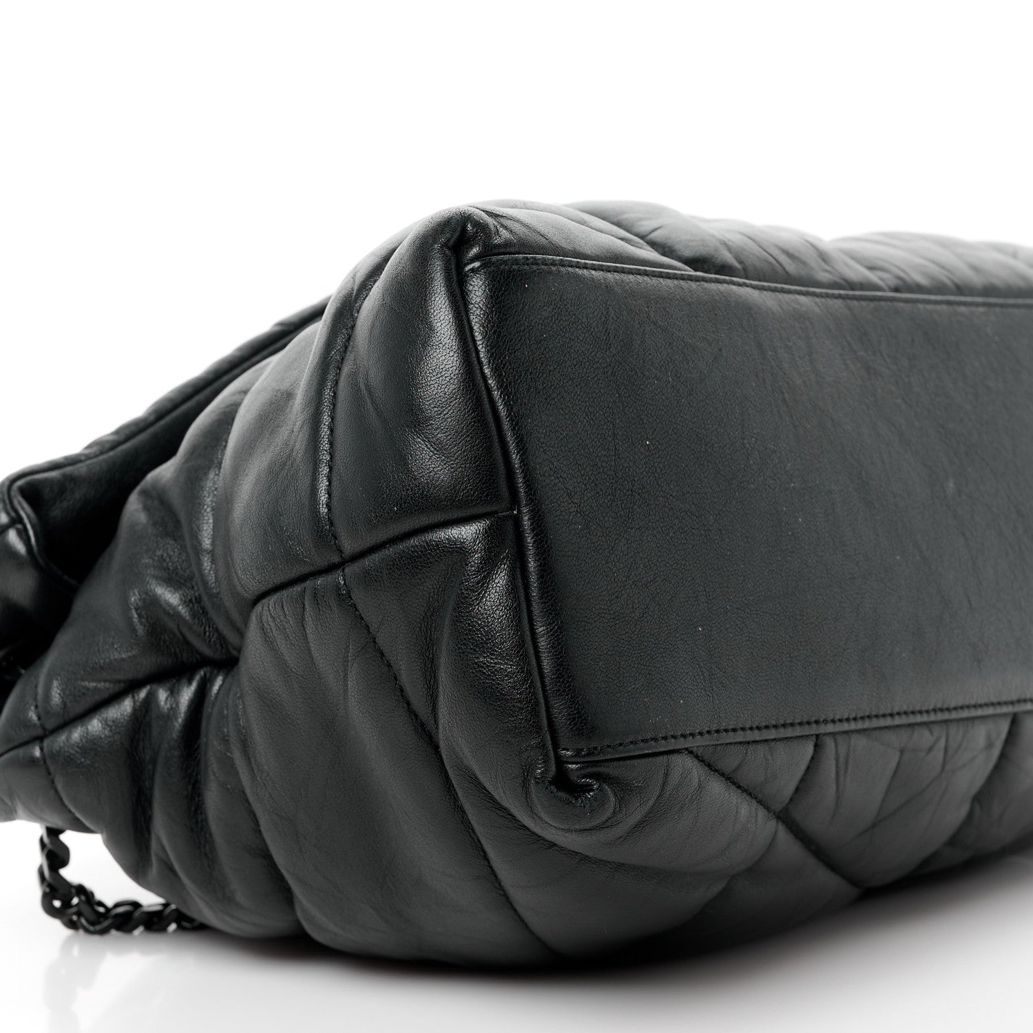 Saint Laurent Lambskin Quilted Monogram Monochrome Medium Loulou Puffer Chain Satchel Black 10 of 12
