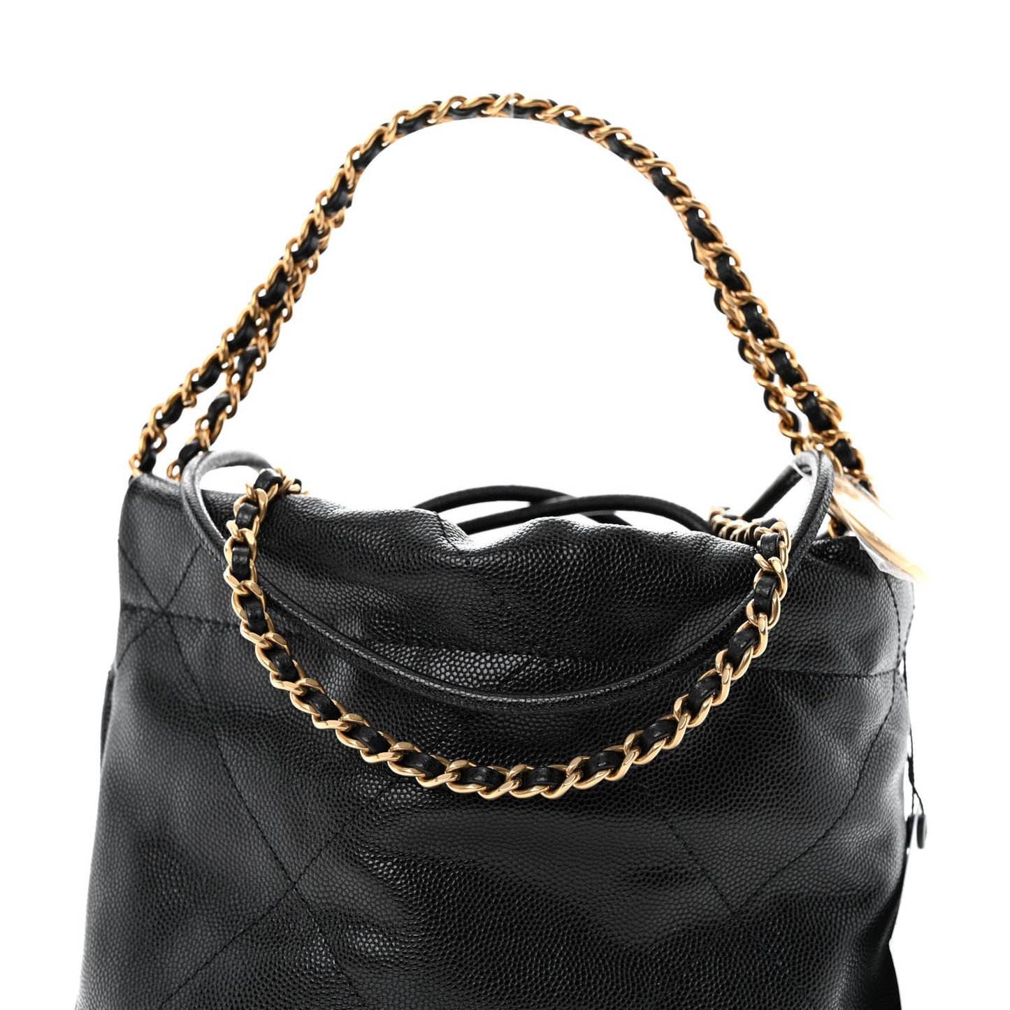Shiny Caviar Quilted Monochrome Mini Chanel 22 Black
