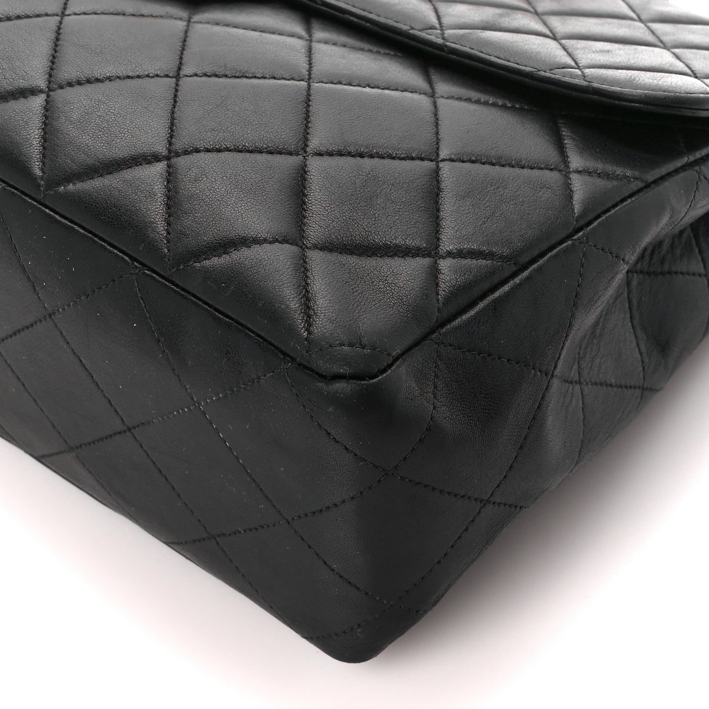 Lambskin Quilted Jumbo Single Flap Black