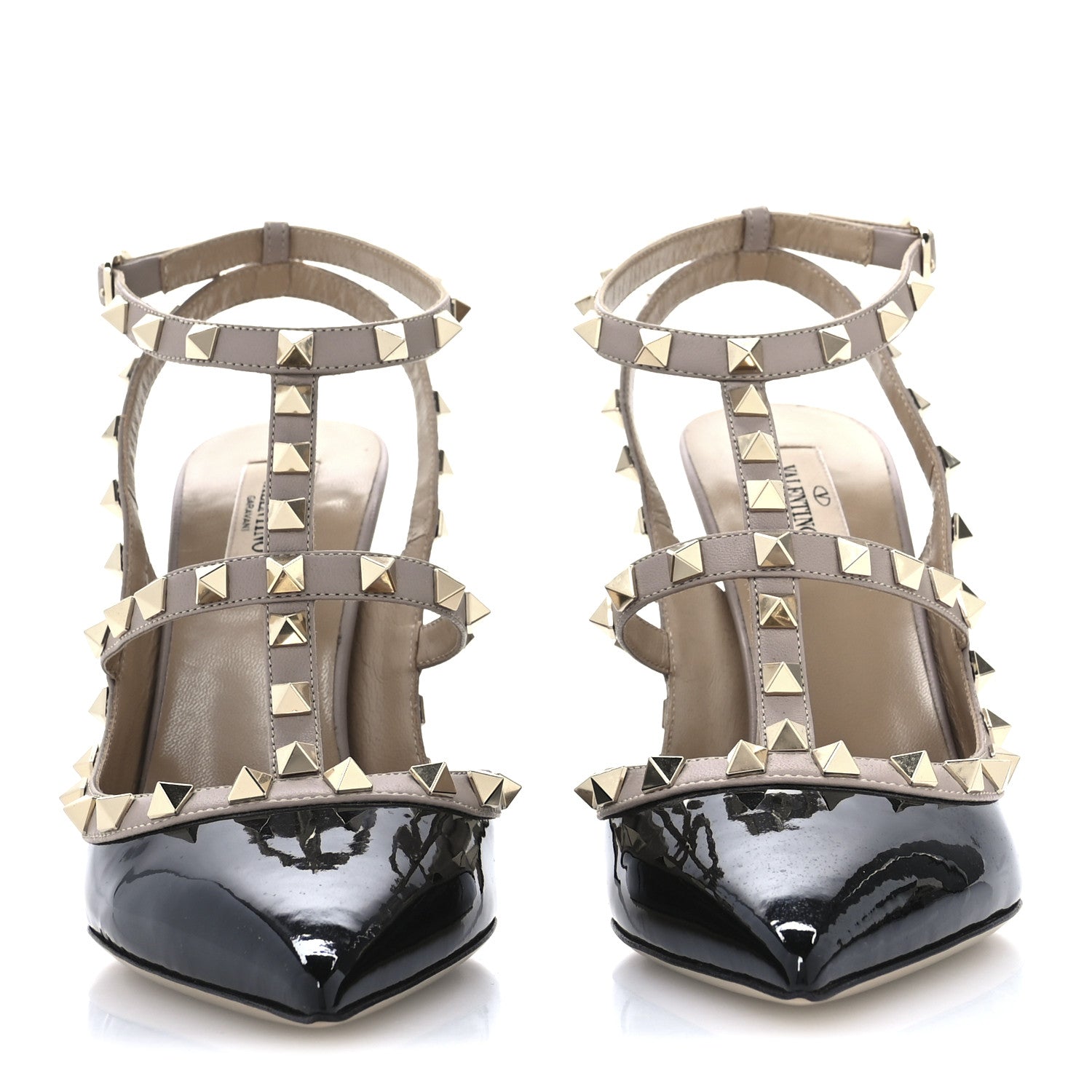 Valentino Garavani Patent Nappa Rockstud Ankle Strap 100mm Pumps 40 Black Poudre 3 of 10