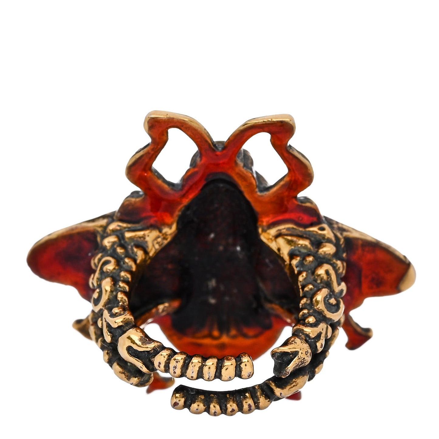 Metal Enamel Bee Ring 5 Aged Gold