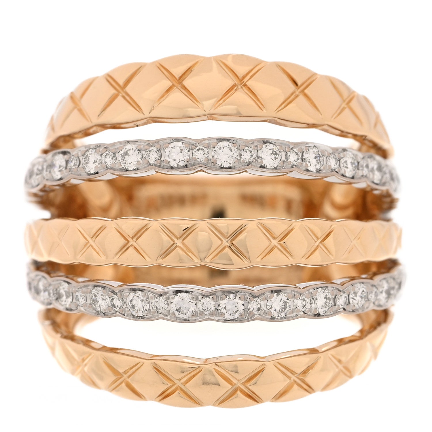 Chanel 18K Yellow White Gold Diamond Coco Crush Ring 53 6.5 1 of 4