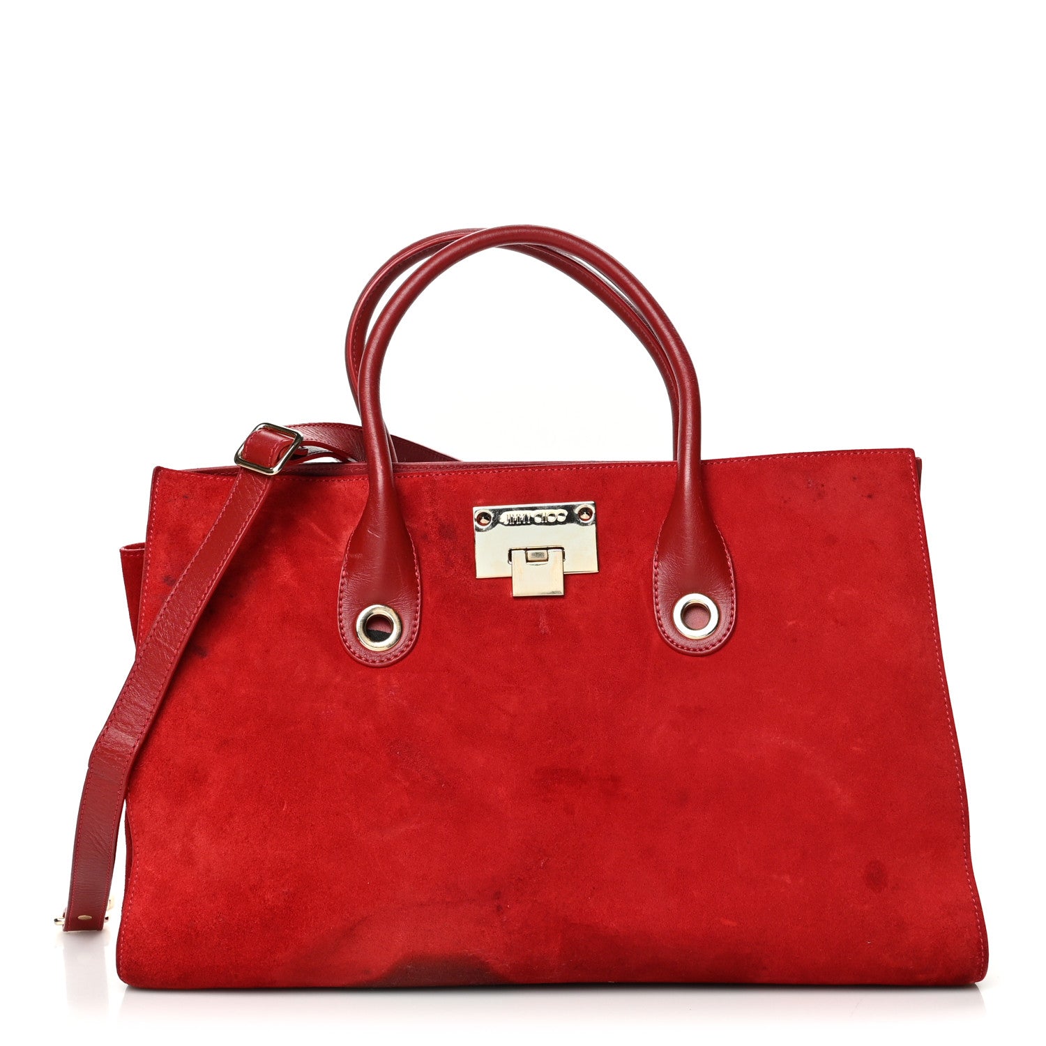 Jimmy Choo Suede Riley Tote Red 1 of 10