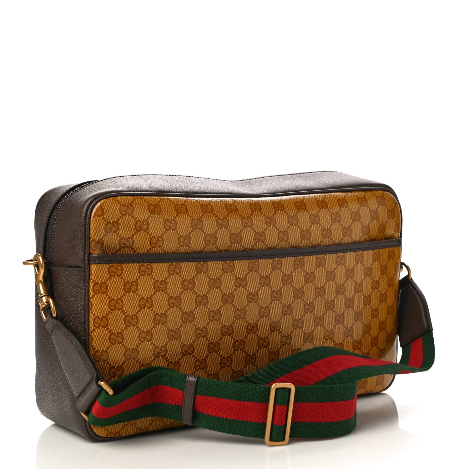 Gucci X ADIDAS Crystal Vintage Monogram Textured Dollar Calfskin Web Trefoil Logo Medium Messenger Bag Mid Natural Nut Off White New Acero 3 of 10