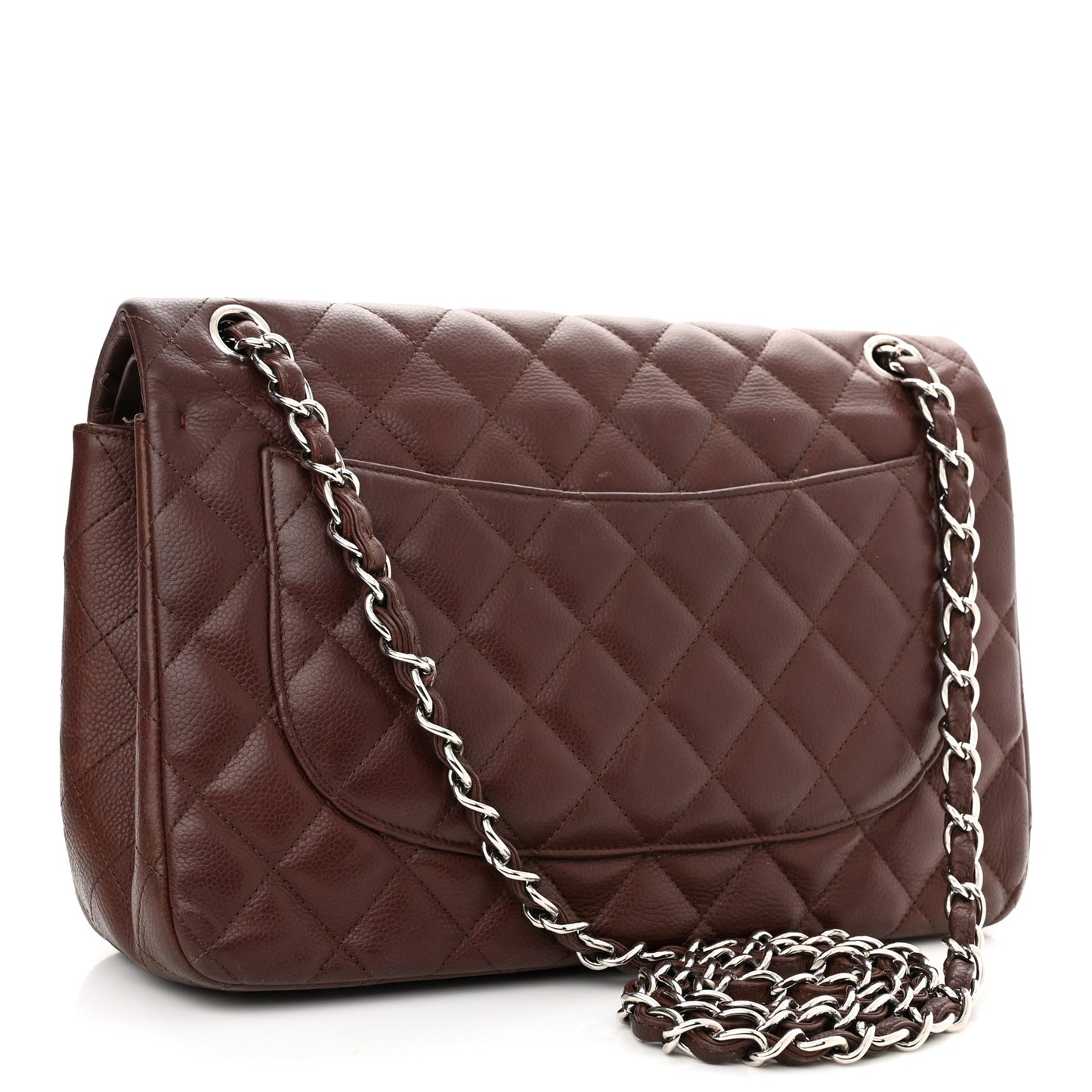 Caviar Quilted Jumbo Double Flap Burgundy
