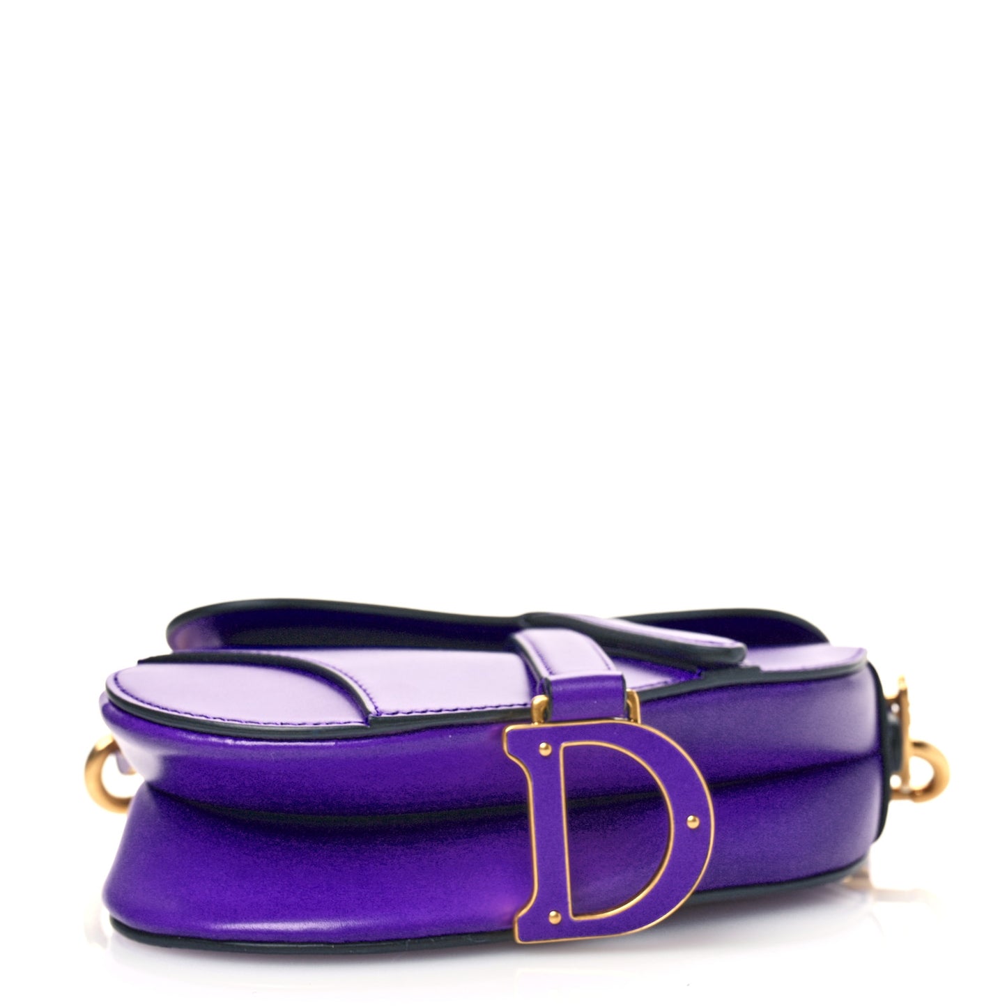 Supple Calfskin Mini Saddle Bag With Strap Purple