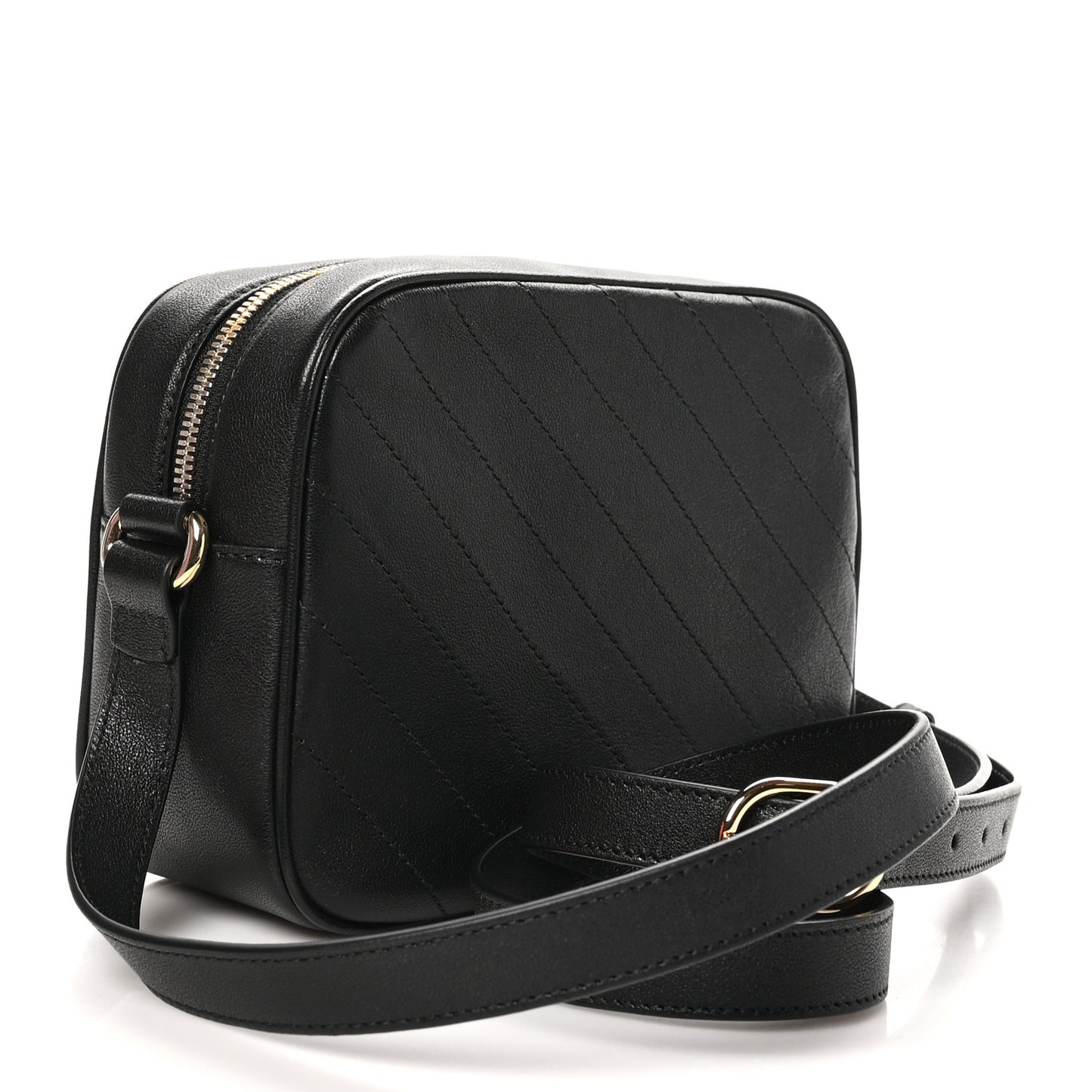 Sakai Be Green Calfskin Diagonal Stitched Small Blondie Shoulder Bag Black