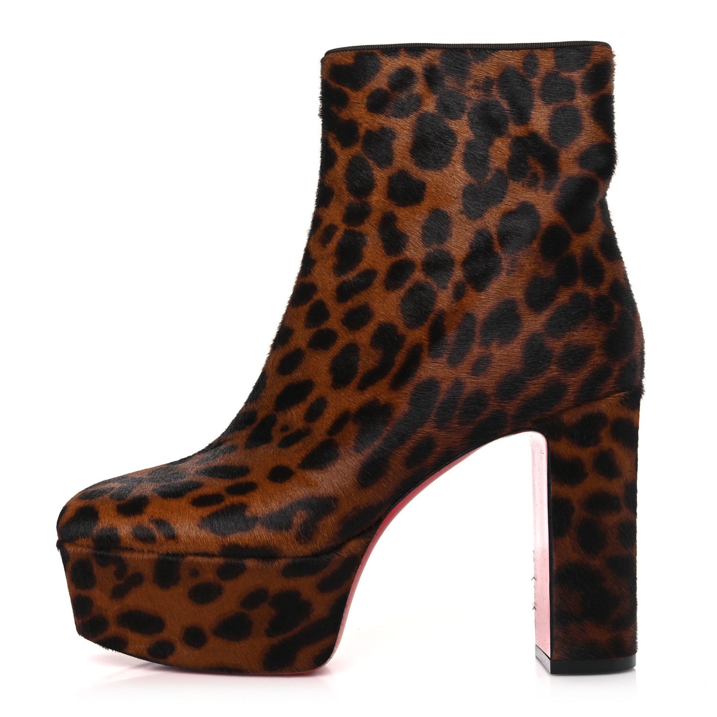 Pony Hair Leopard Print Protoboot Platform Ankle Boots 37 Brown
