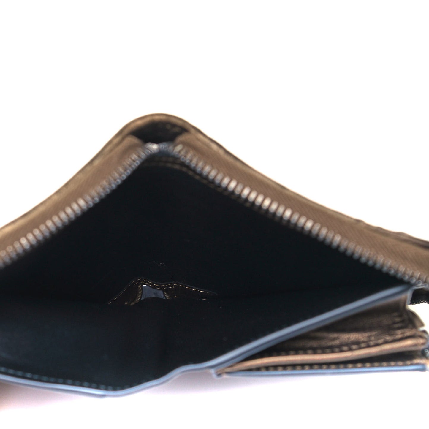 Metallic Nappa Intrecciato Zip Around Wallet Dark Copper