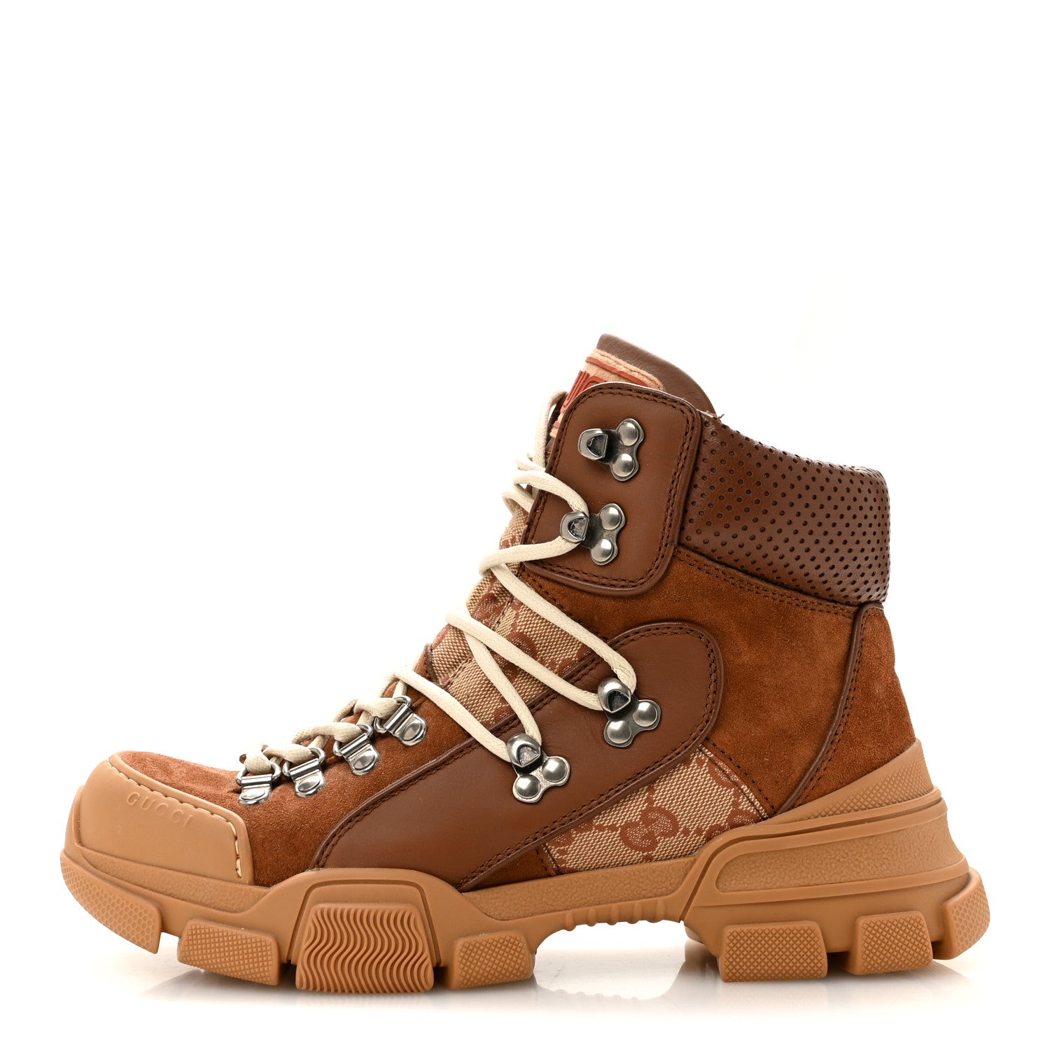 37　GUCCI　グッチ　スエード　茶　GGロゴ　靴底に擦れ無し Gucci X SEGA Suede Calfskin GG Monogram Womens Flashtrek High-Top