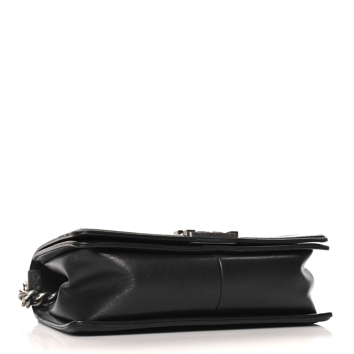 Metallic Calfskin Quilted Medium Boy Flap Black