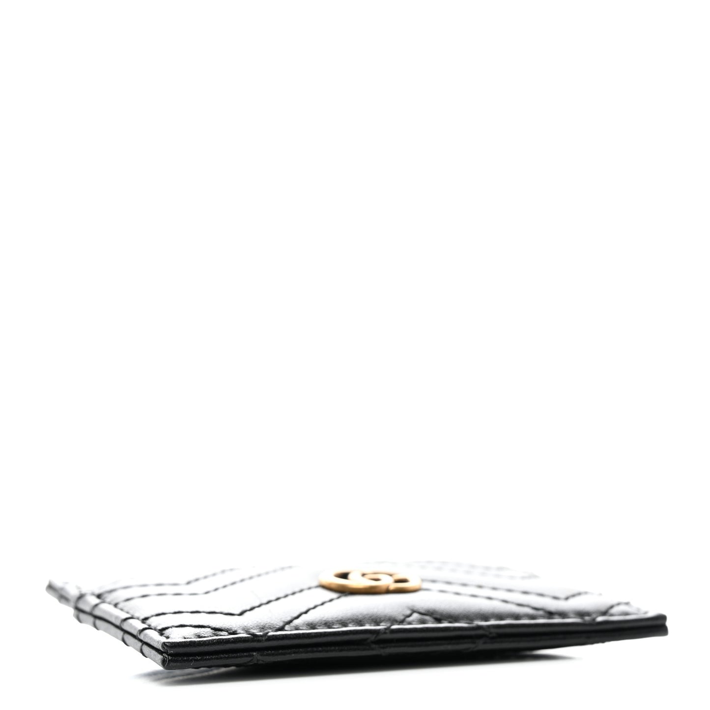 Calfskin Matelasse GG Marmont Card Holder Black