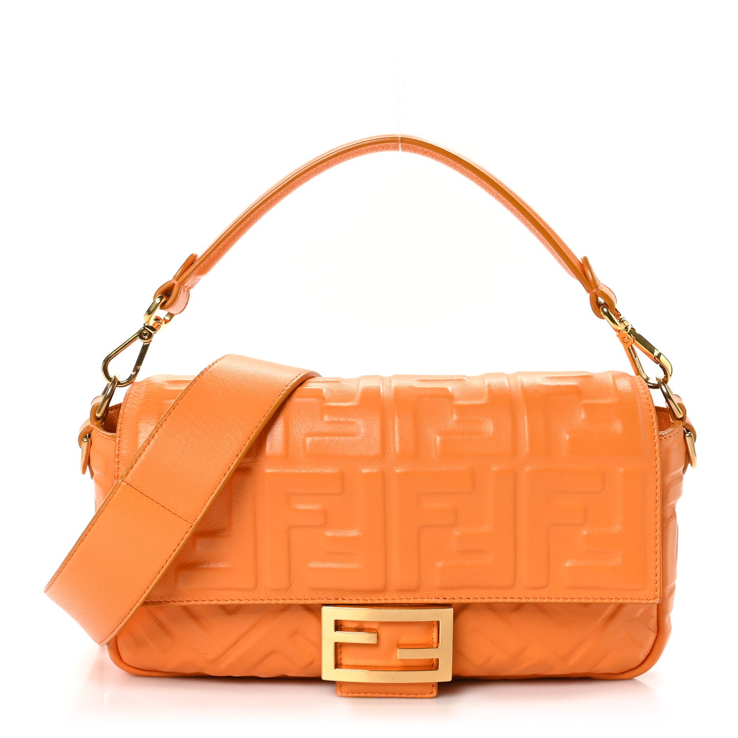 Nappa FF 1974 Embossed Baguette Clementine