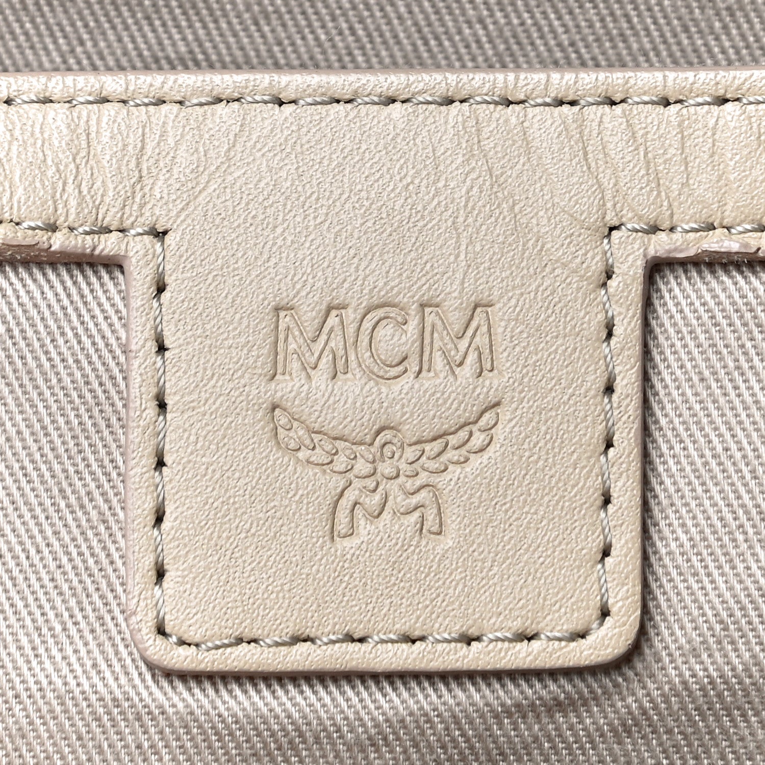 MCM Metallic Visetos Striped Medium Stark Backpack White Beige 6 of 16