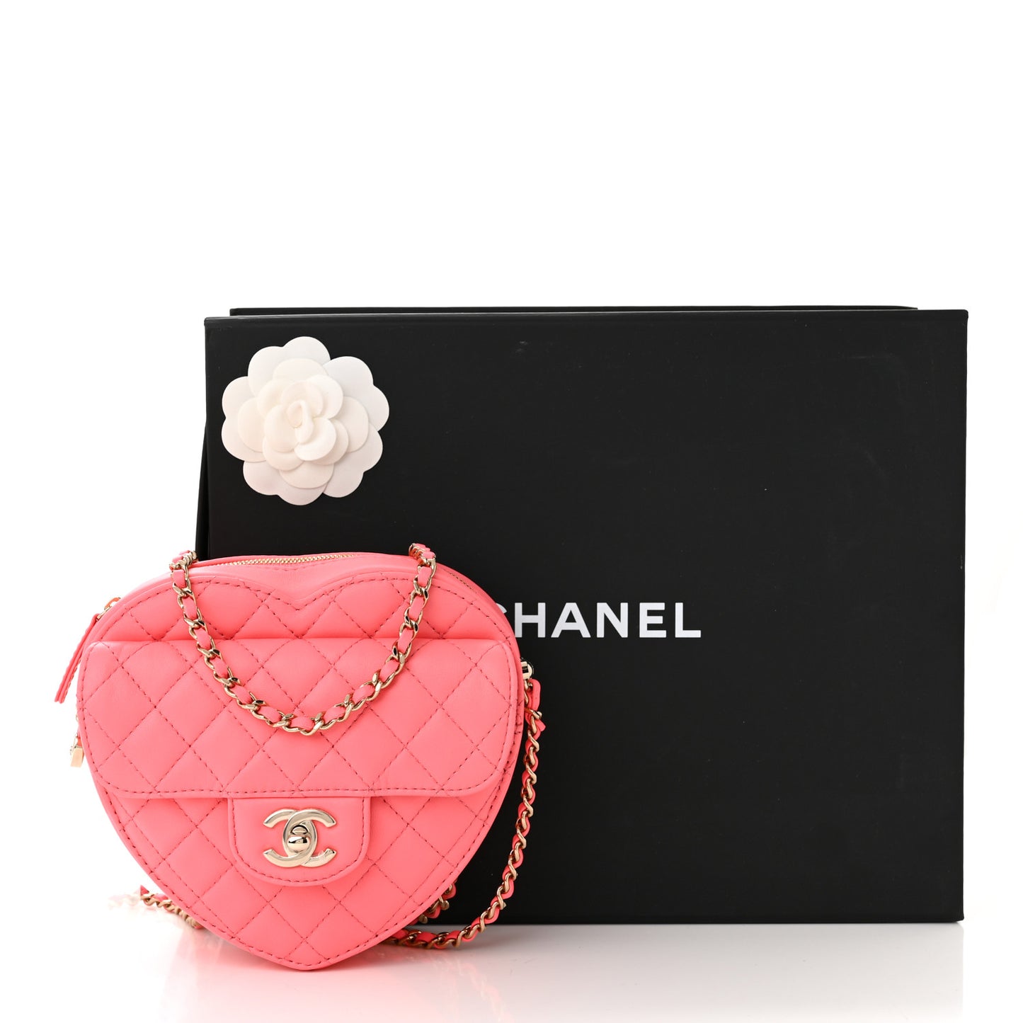Lambskin Quilted CC In Love Heart Bag Pink