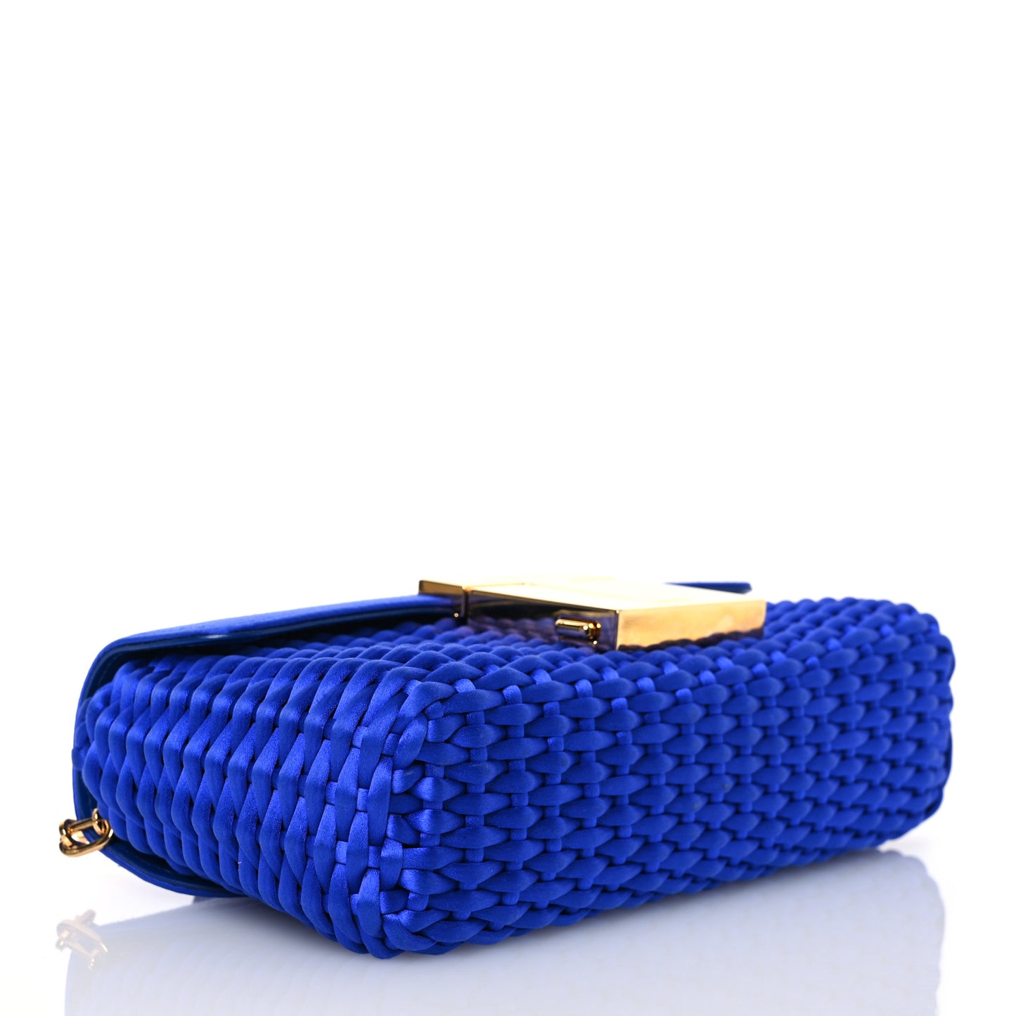 Woven Satin Medium 001 Chain Bag Electric Blue
